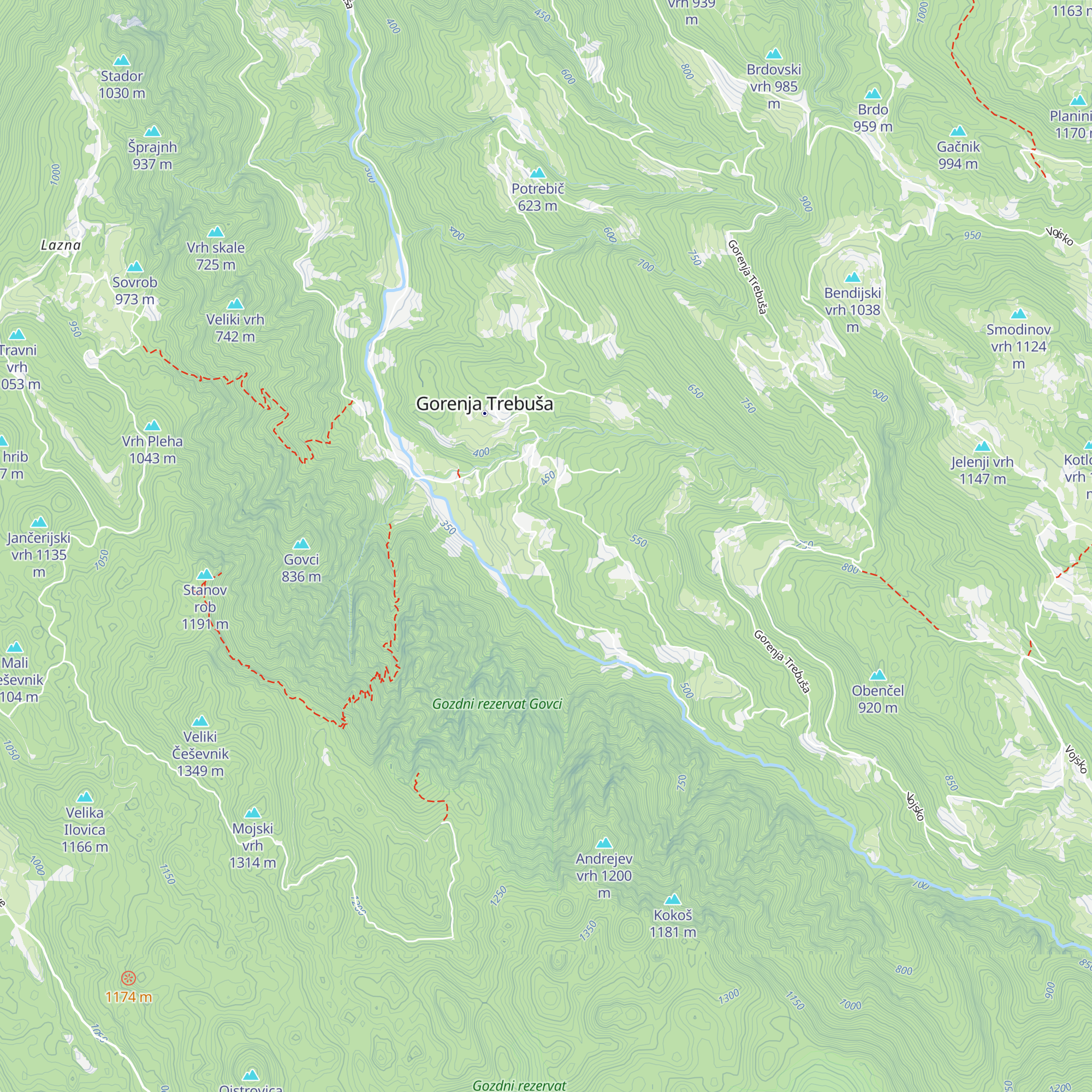 Lovska družina Trebuša map