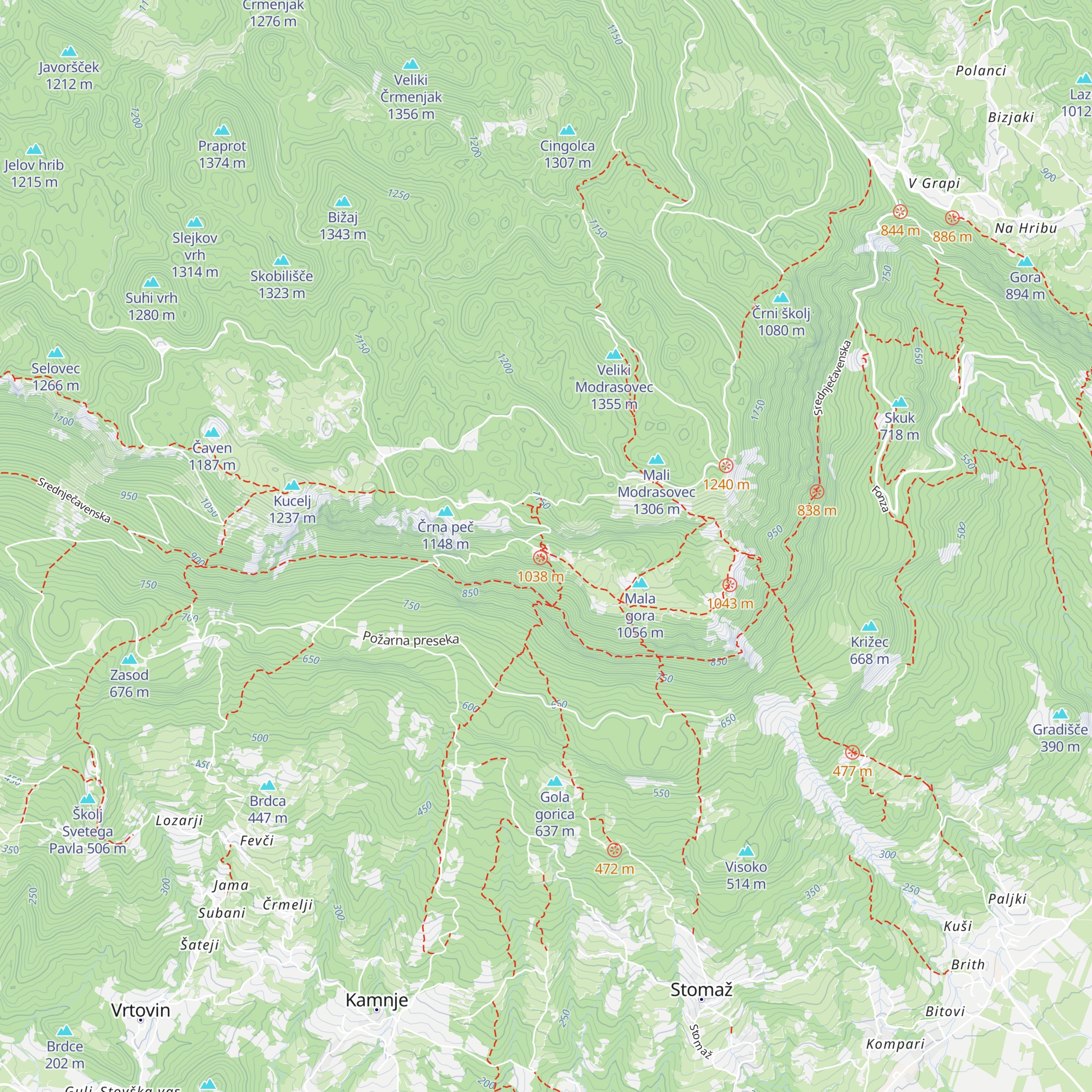 Koča na Mali gori map