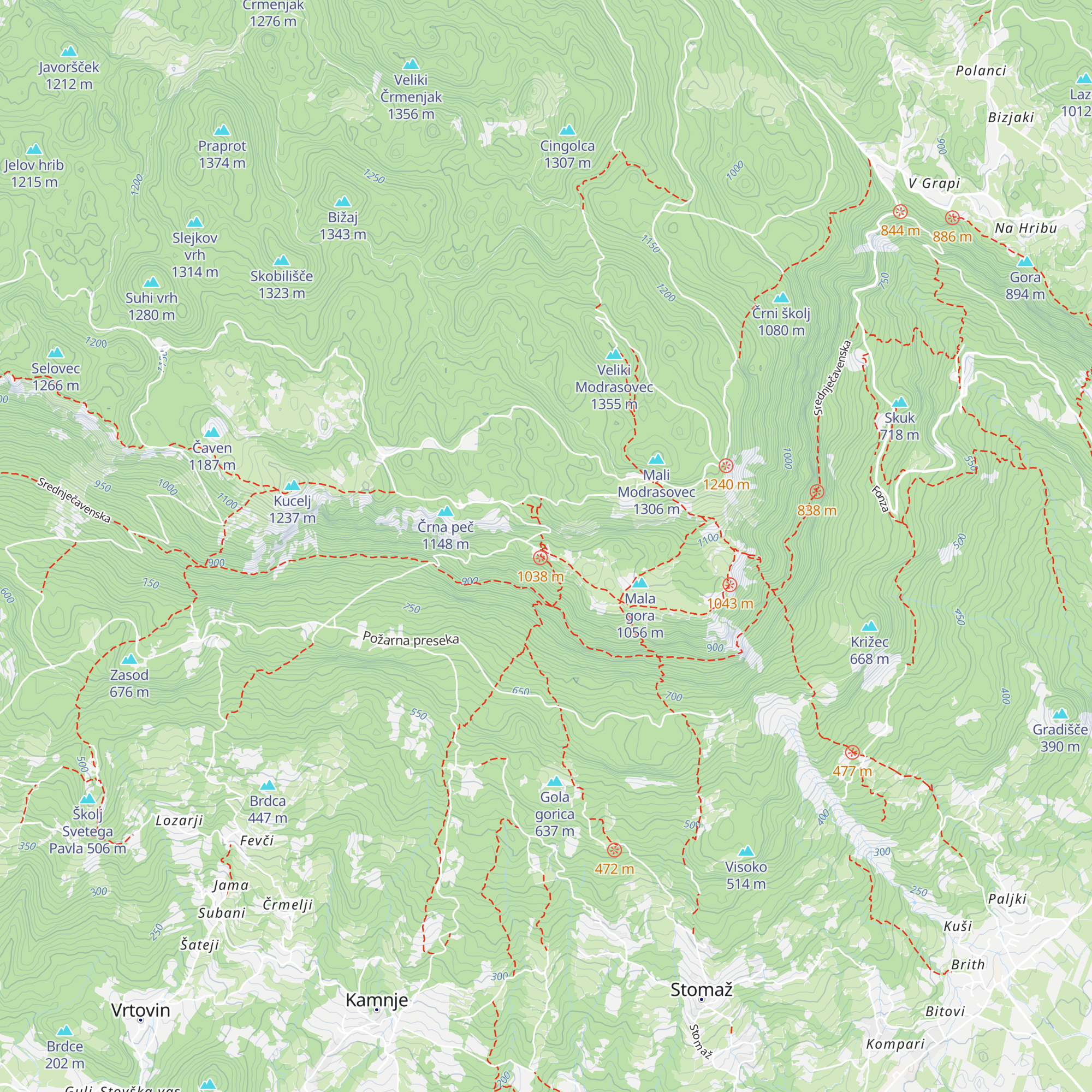Koča na Mali gori map