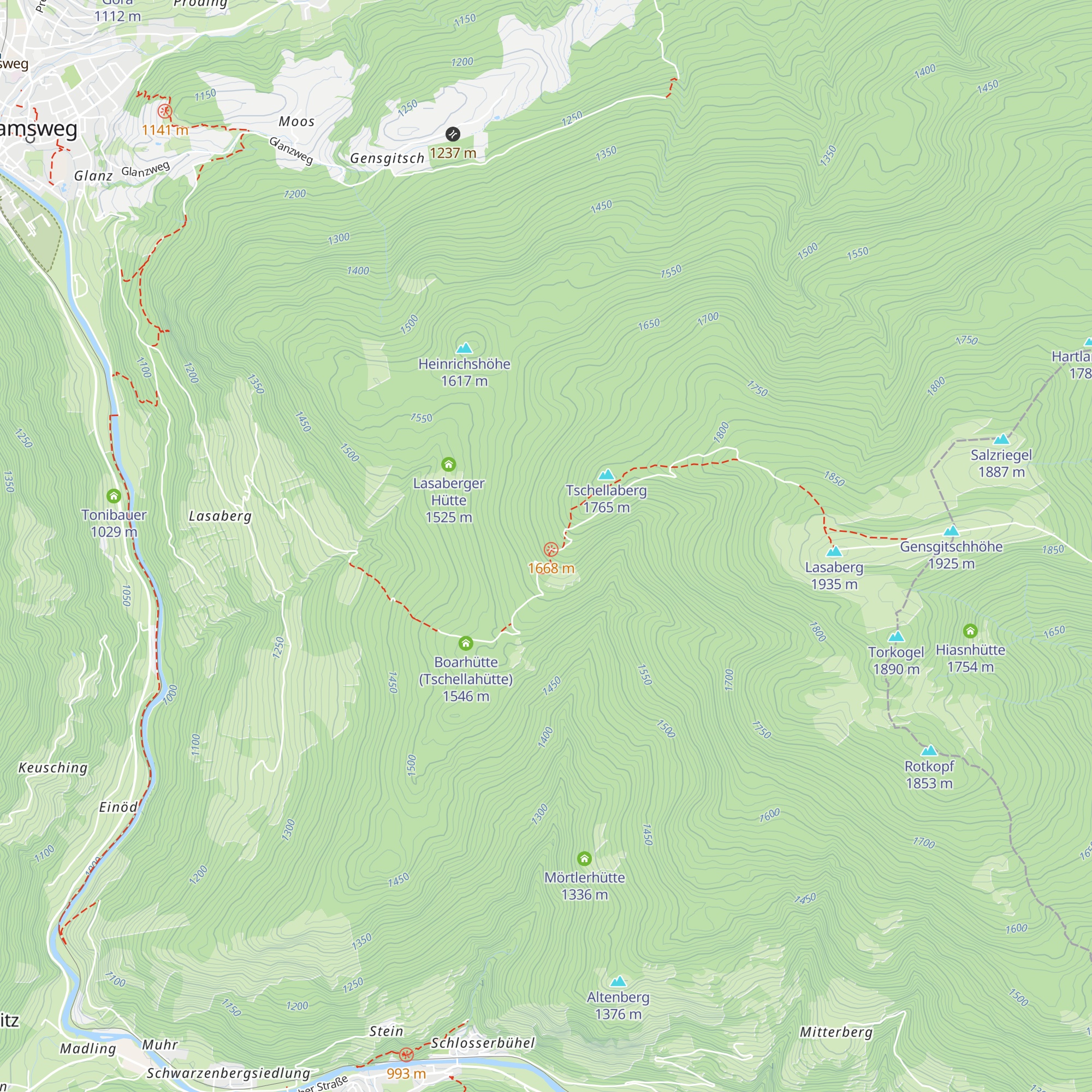 Langerhütte map