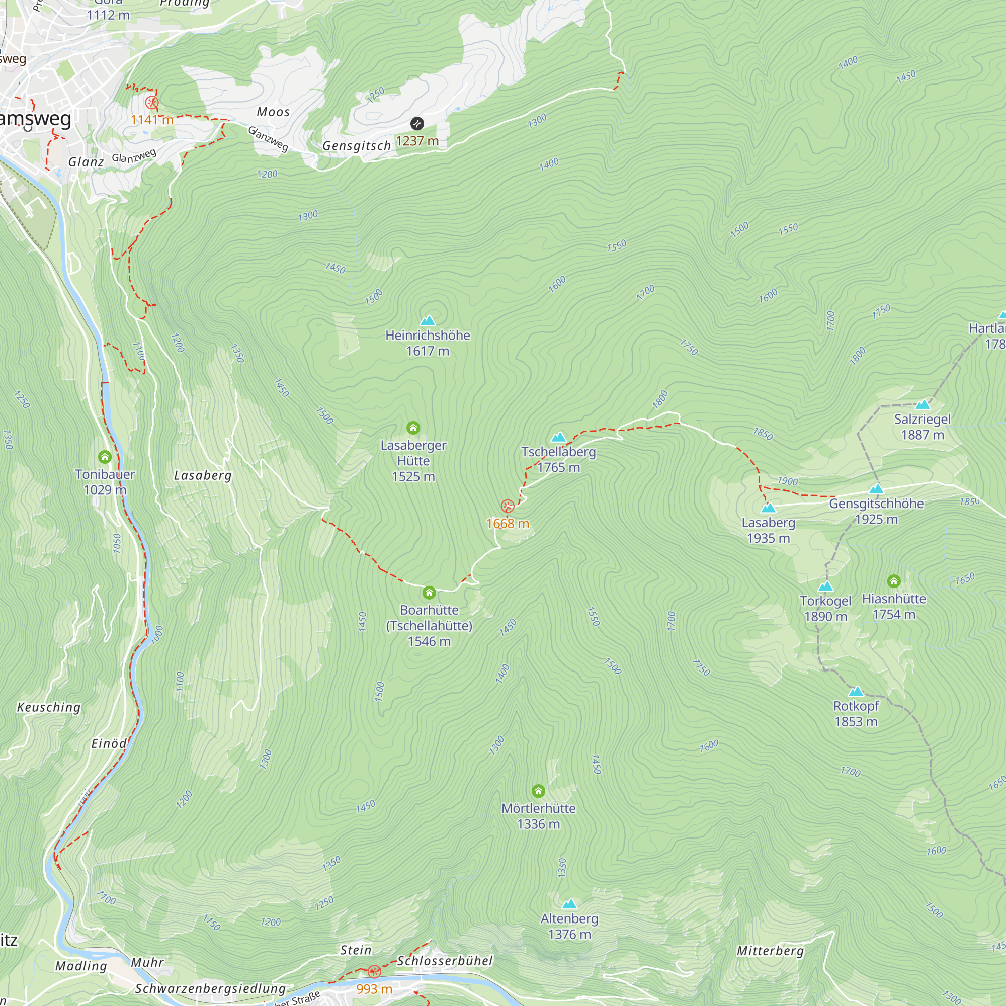 Langerhütte map