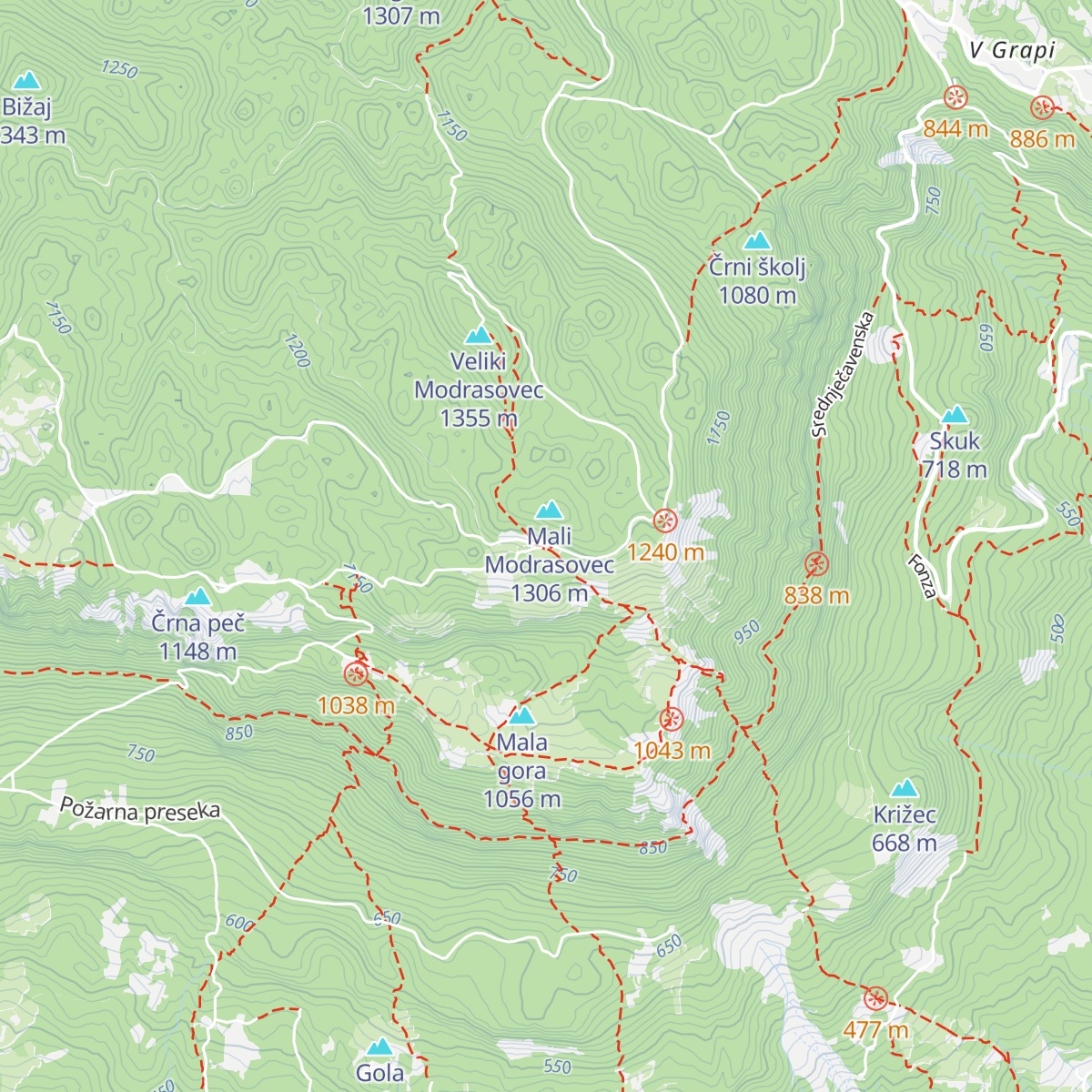 Koča Antona Bavčerja na Čavnu map