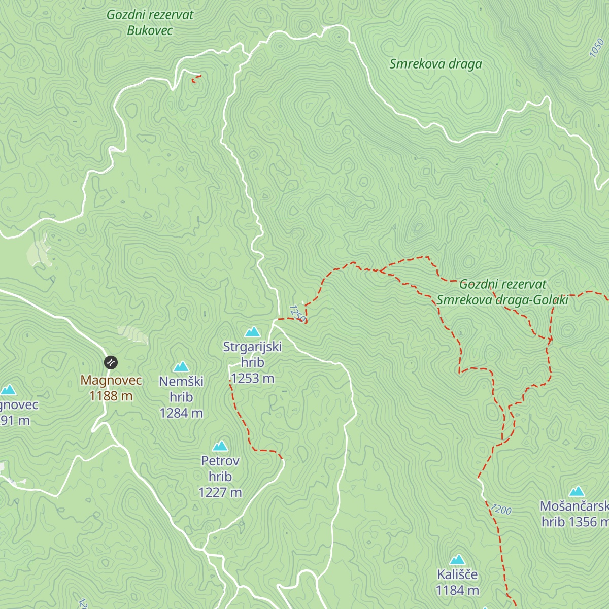 Iztokova koča pod Golaki map