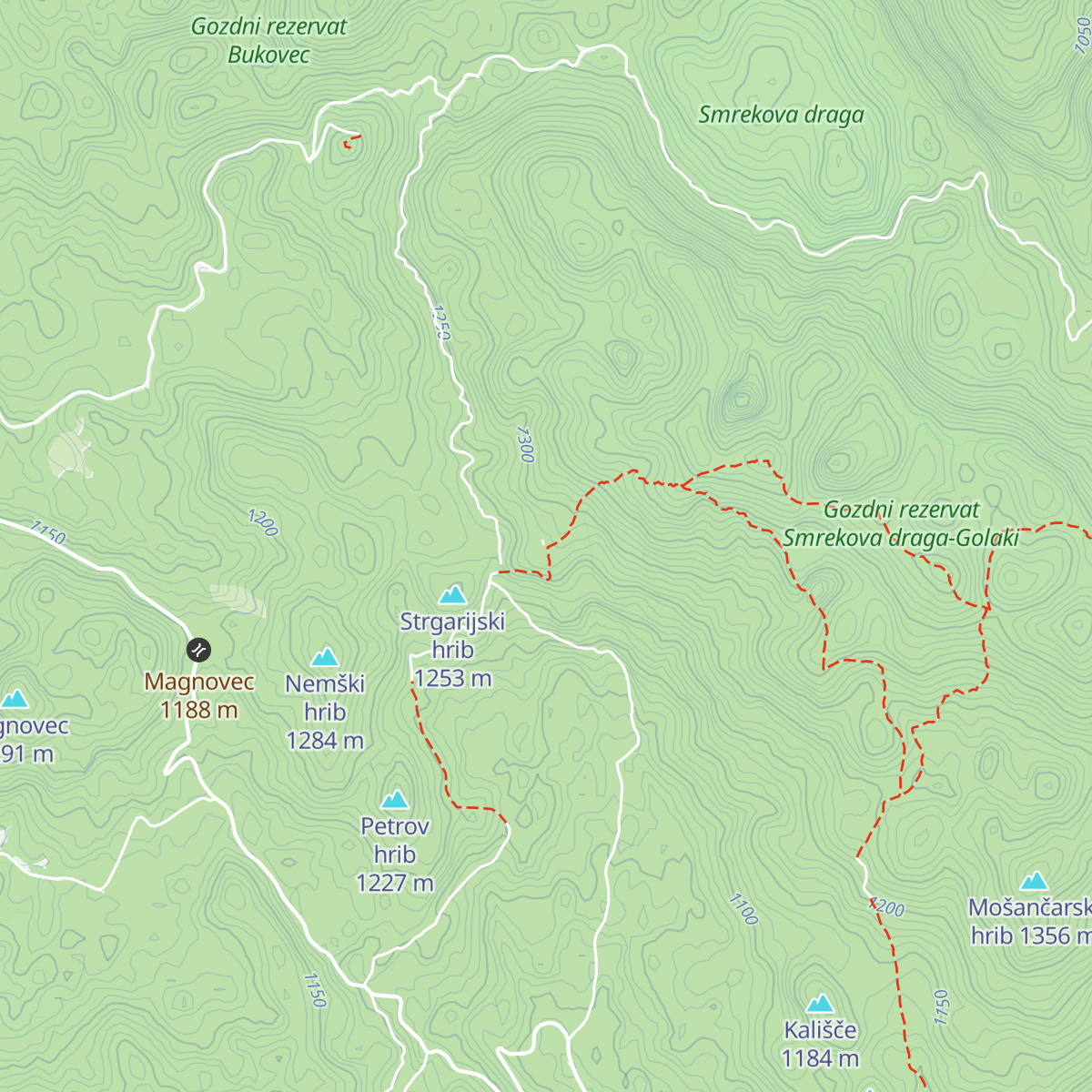 Iztokova koča pod Golaki map