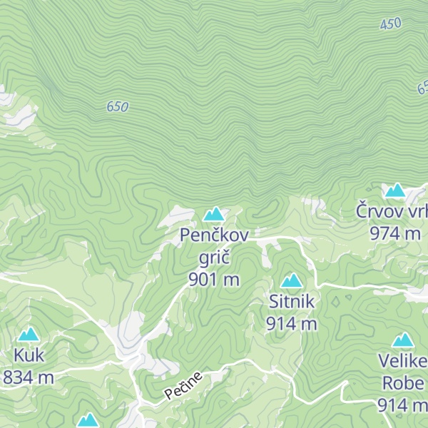Map of Penčkov grič