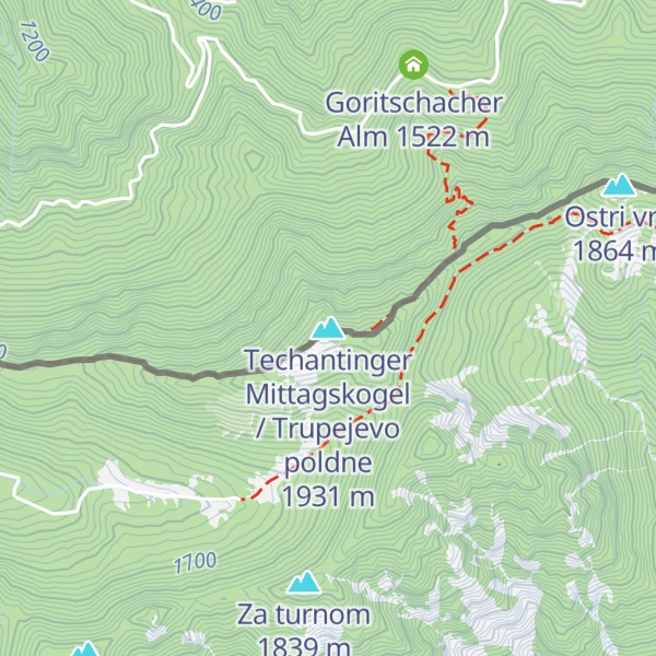 Map of Techantinger Mittagskogel / Trupejevo poldne