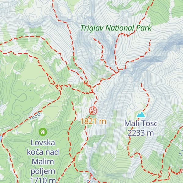 Map of Vodnikov dom na Velem polju