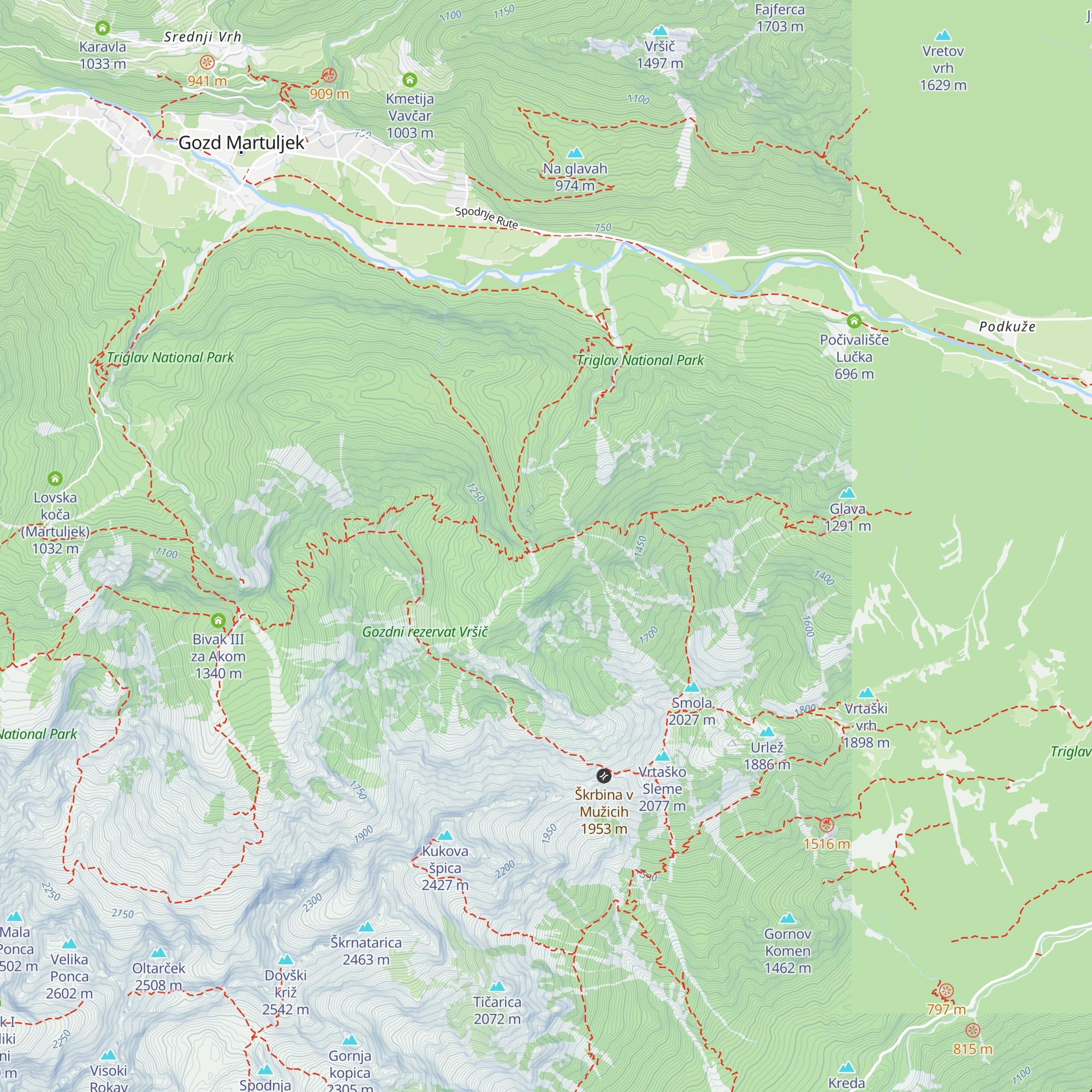 Lovska koča nad Skočniki map