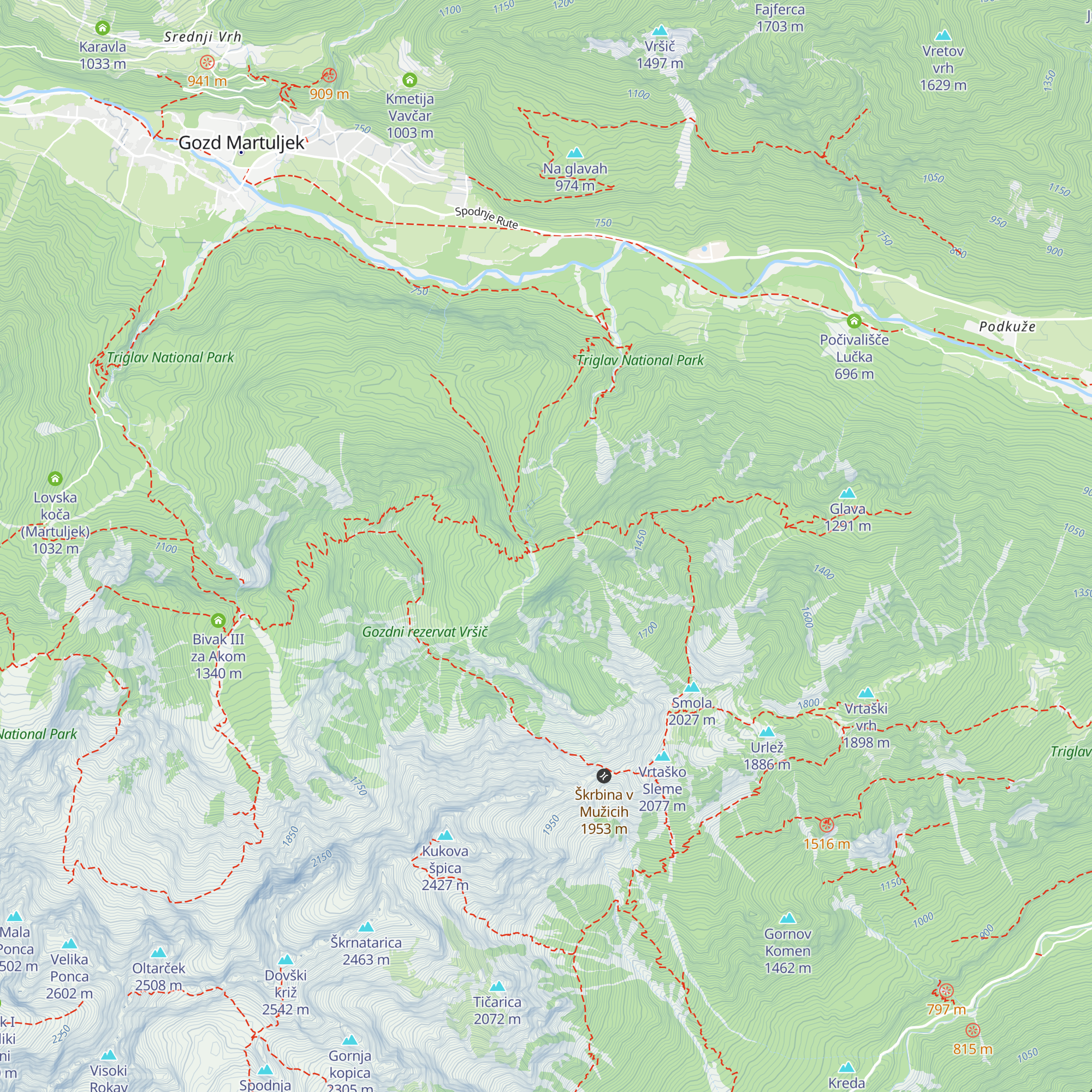 Lovska koča nad Skočniki map
