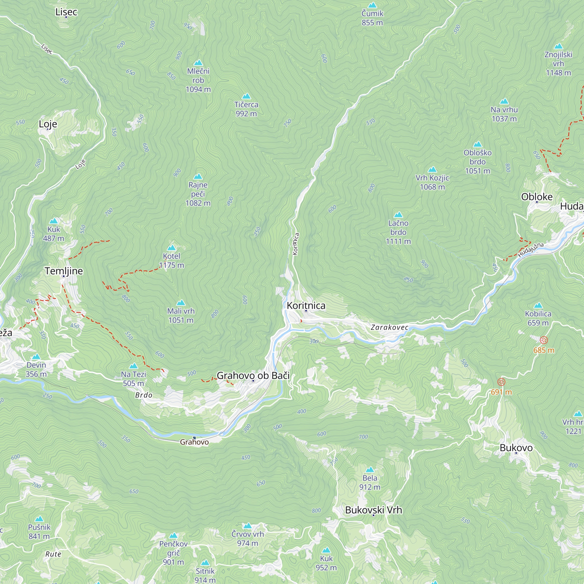 Kamp Šorli Koritnica map