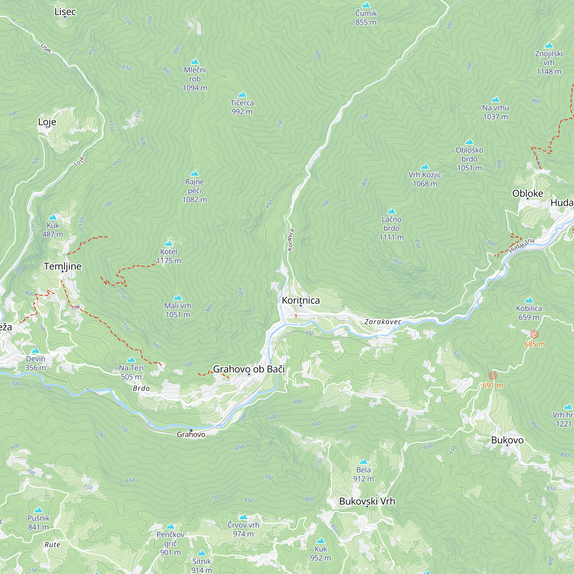 Kamp Šorli Koritnica map