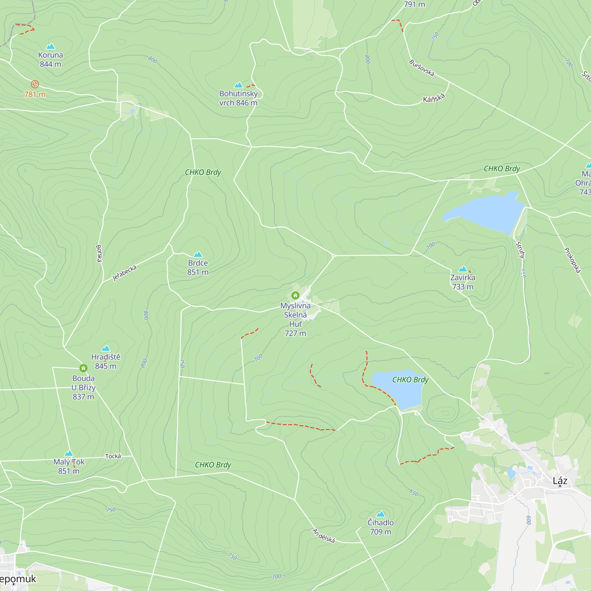 Myslivna Skelná Huť map