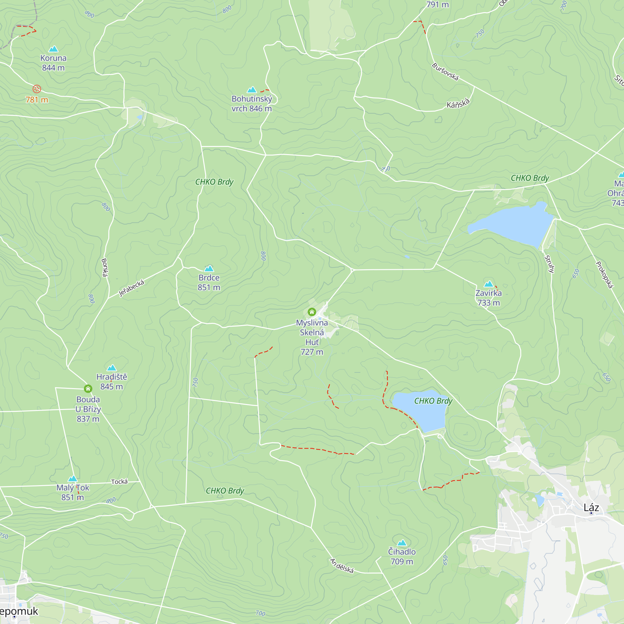 Myslivna Skelná Huť map