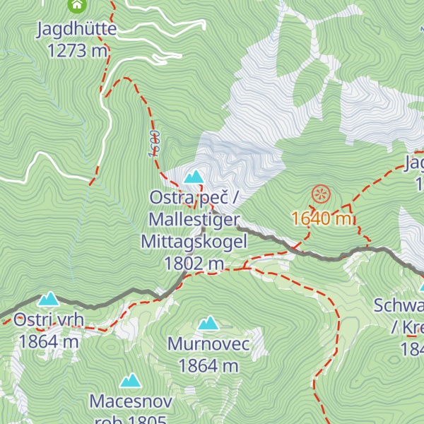 Map of Maloško poldne / Mallestiger Mittagskogel