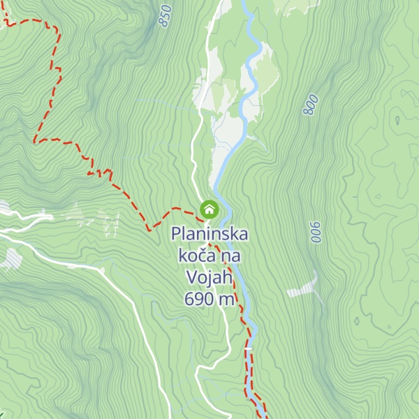 Map of Planinska koča na Vojah