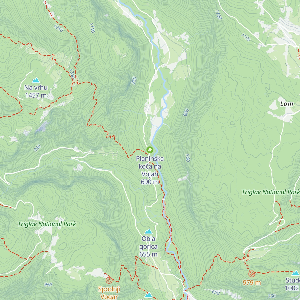 Planinska koča na Vojah map