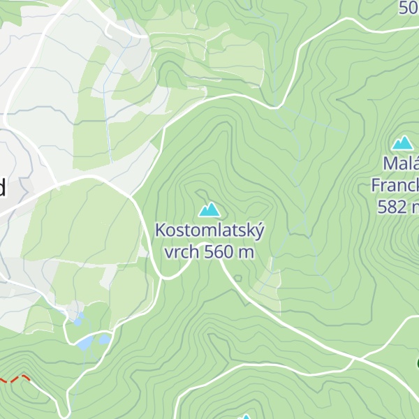 Map of Kostomlatský vrch