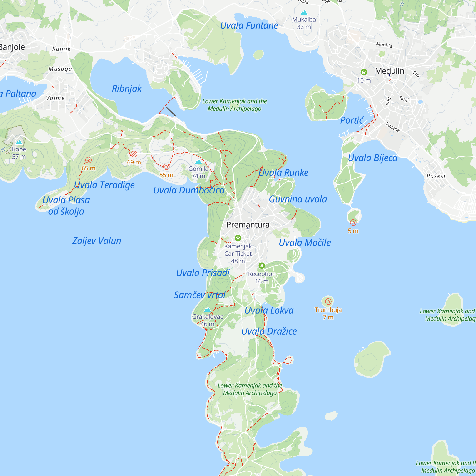 Kamenjak Car Ticket map