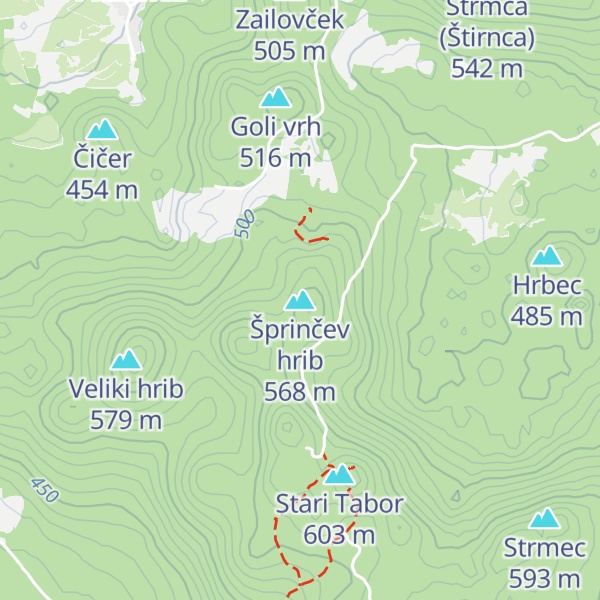 Map of Šprinčev hrib