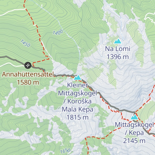 Map of Kleiner Mittagskogel / Koroška Mala Kepa