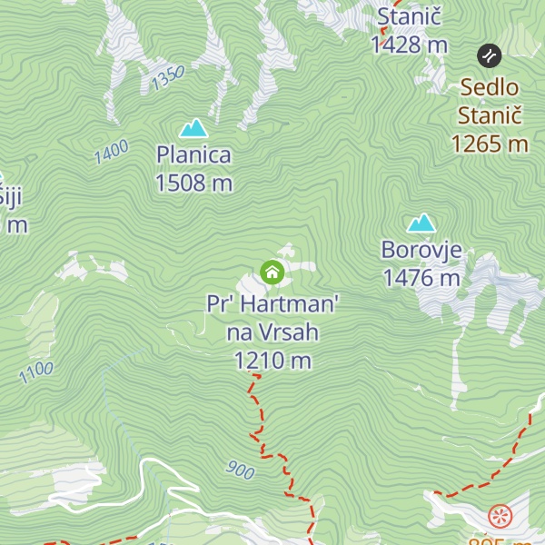 Map of Pr' Hartman' na Vrsah