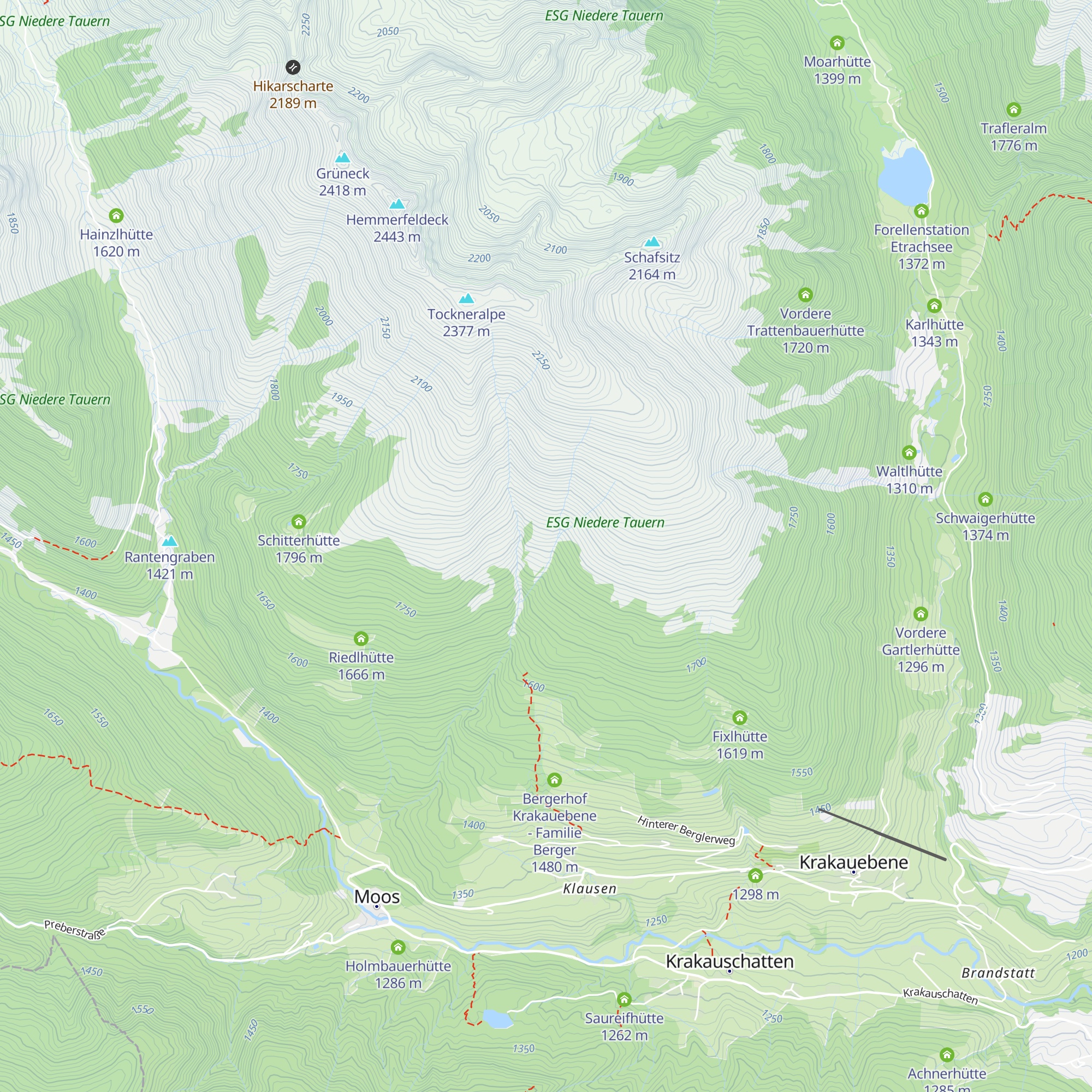 Tockner Hütte map