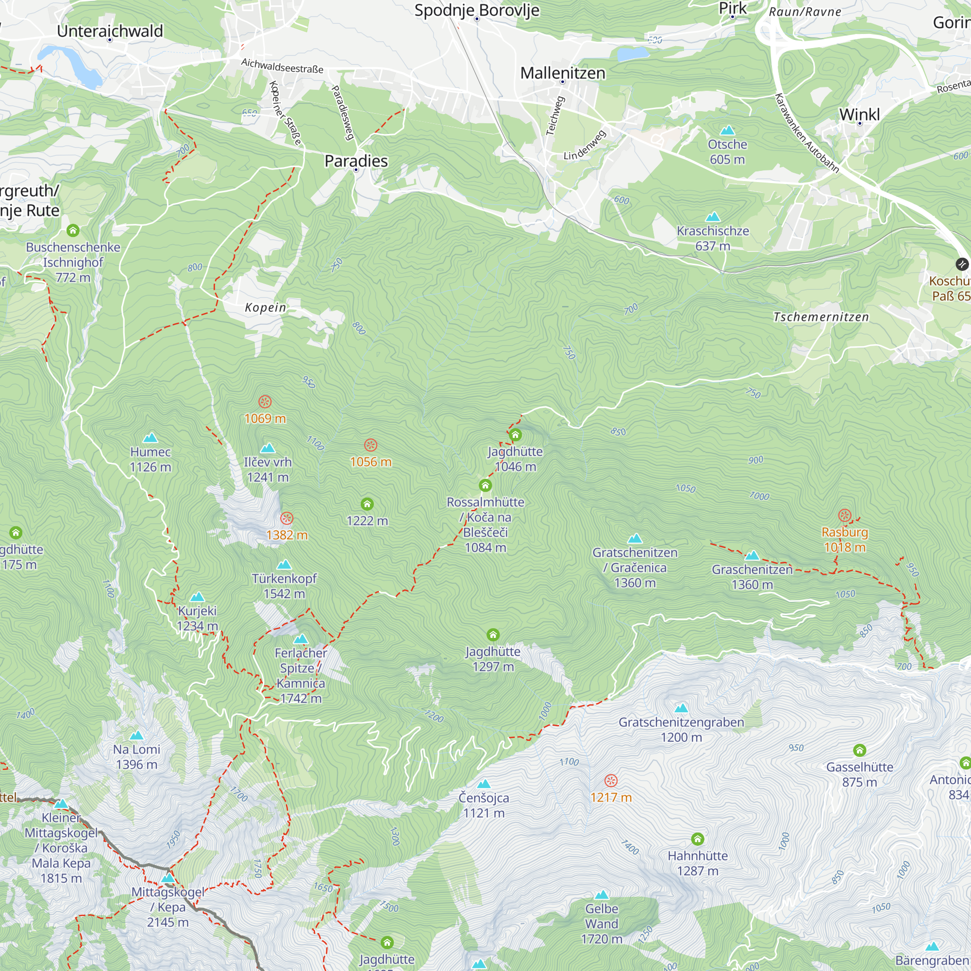 Rossalmhütte / Koča na Bleščeči map