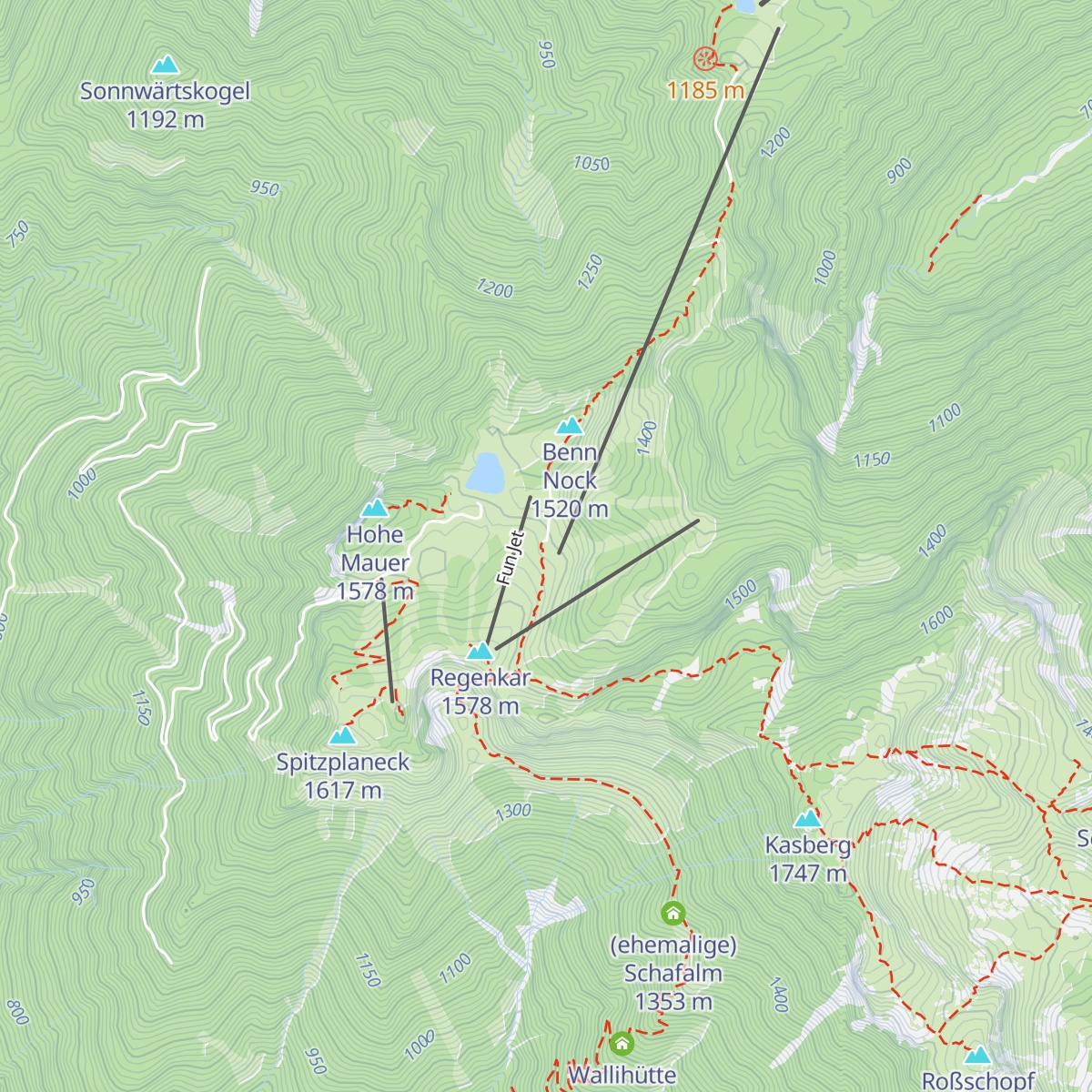 Sepp Huber Hütte map