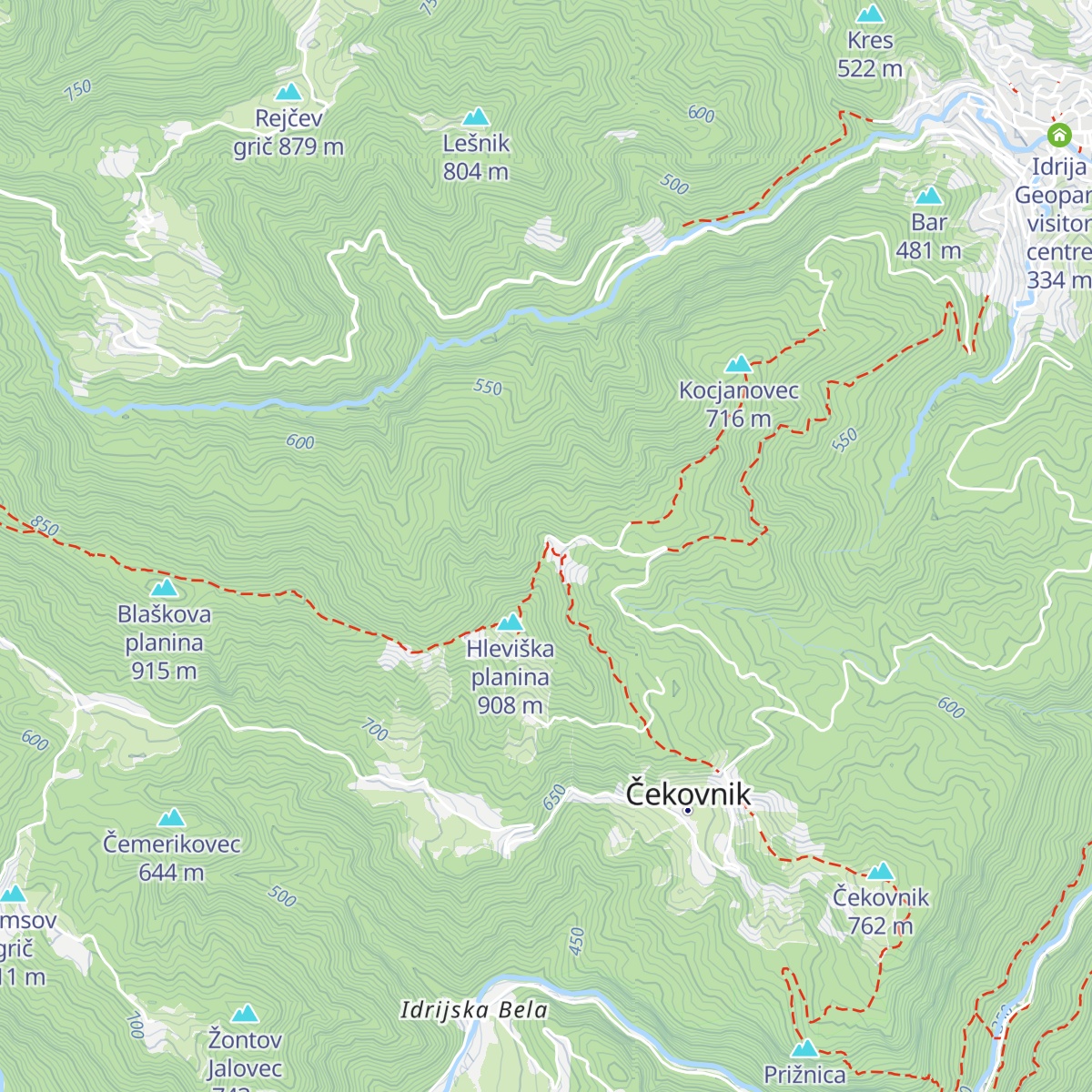 Koča na Hleviški planini map