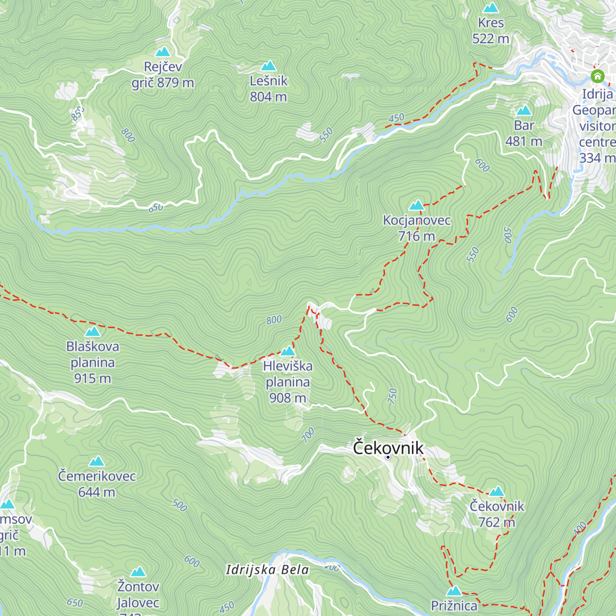 Koča na Hleviški planini map