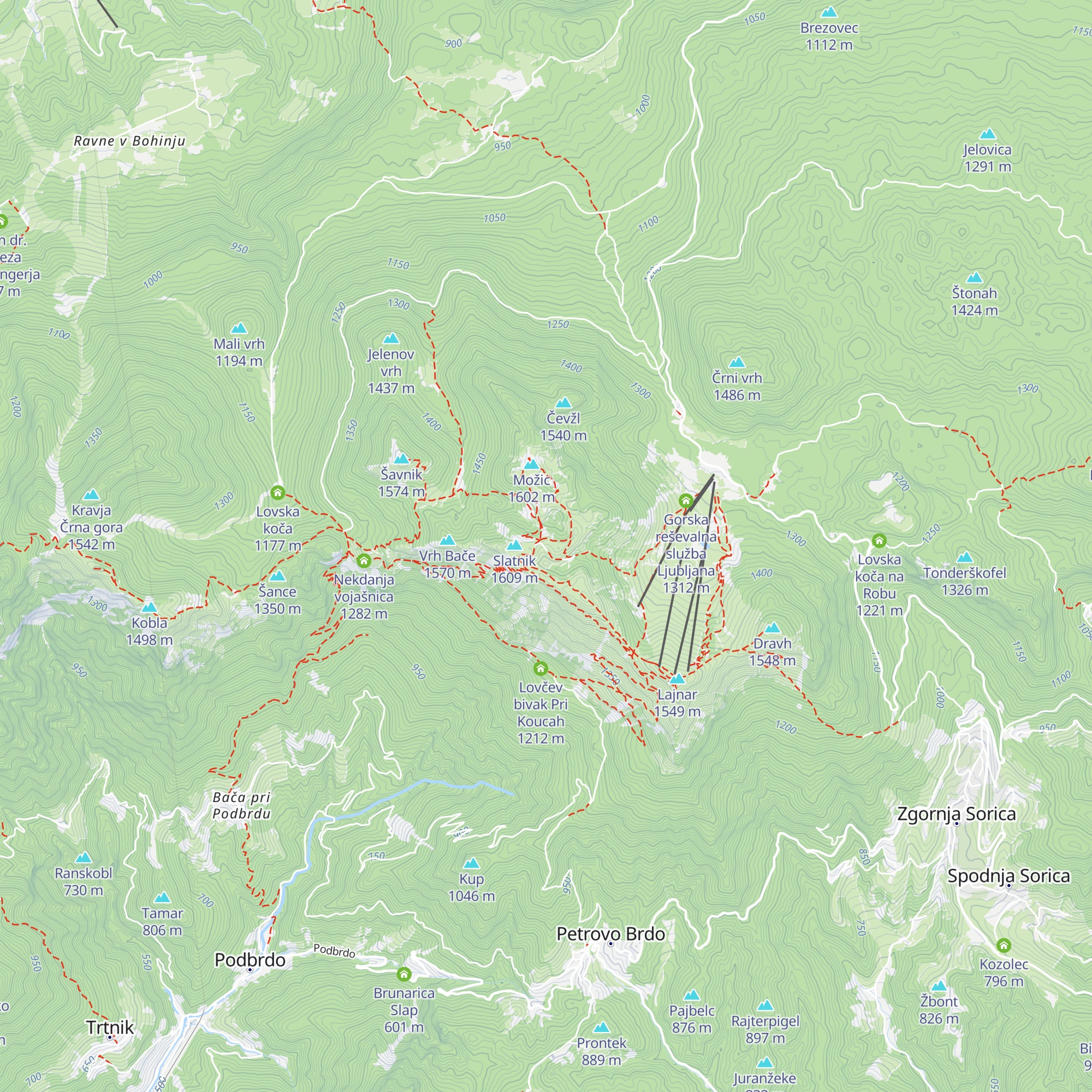 Vojašnica alpskega zidu Slatnik map