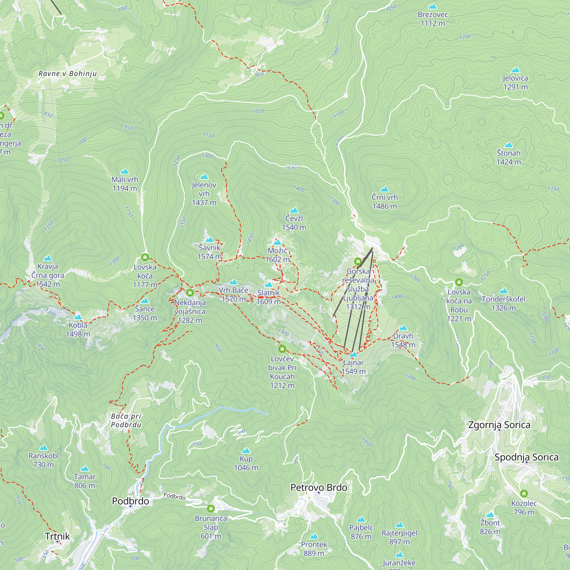 Vojašnica alpskega zidu Slatnik map