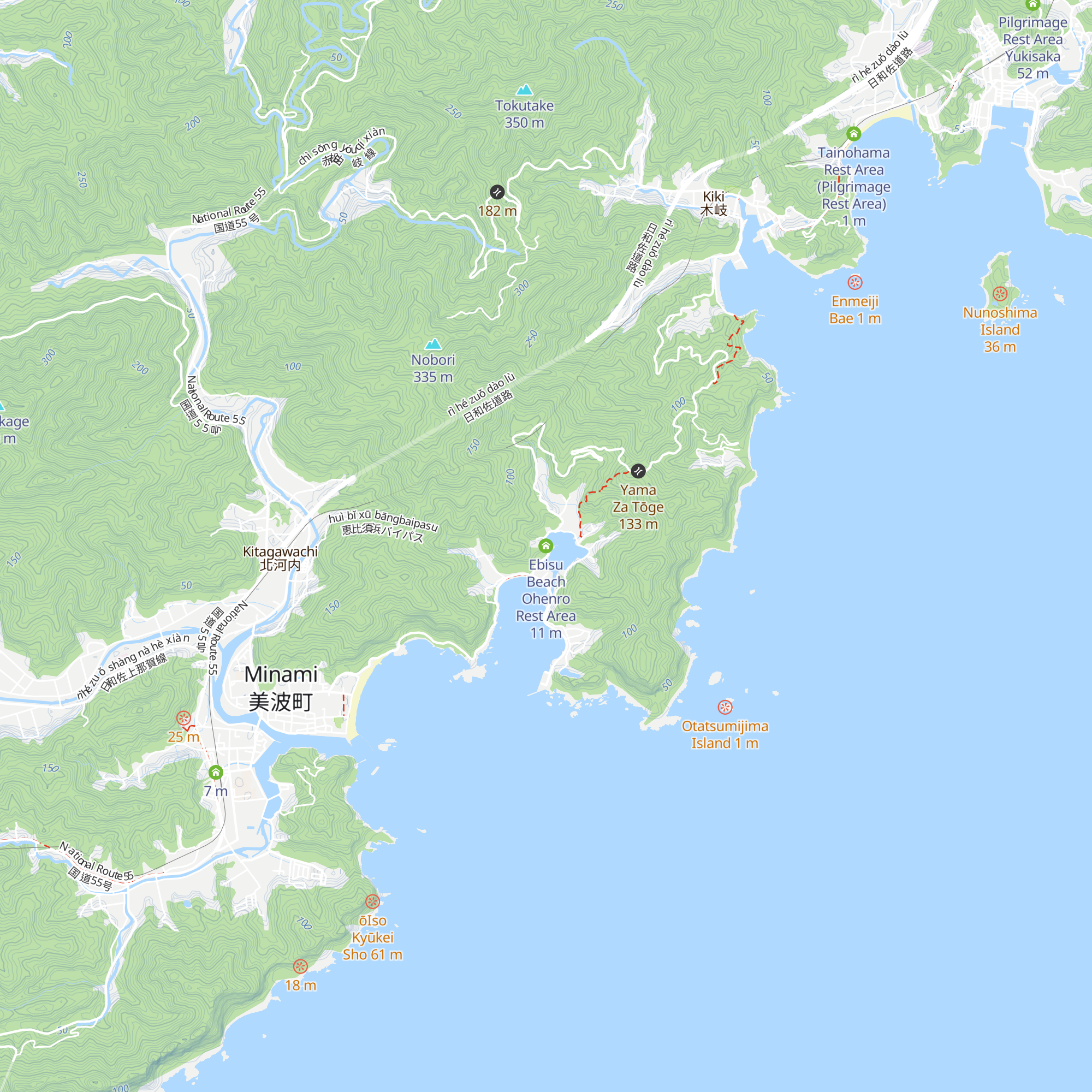 Ebisu Beach Ohenro Rest Area map