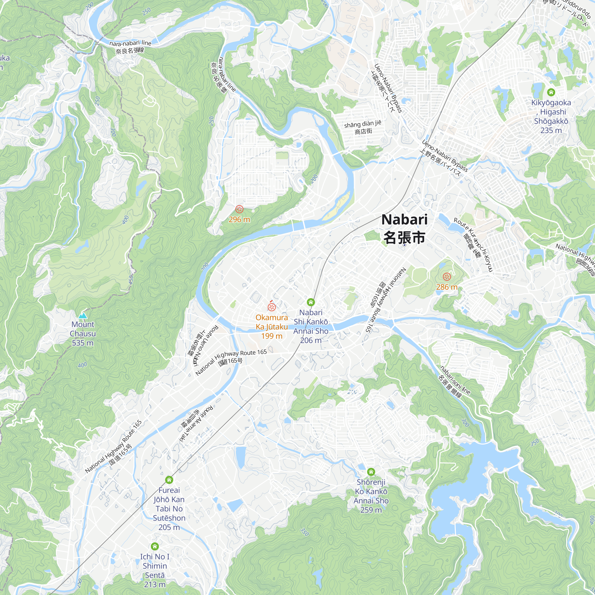 Nabari Chūgakkō map