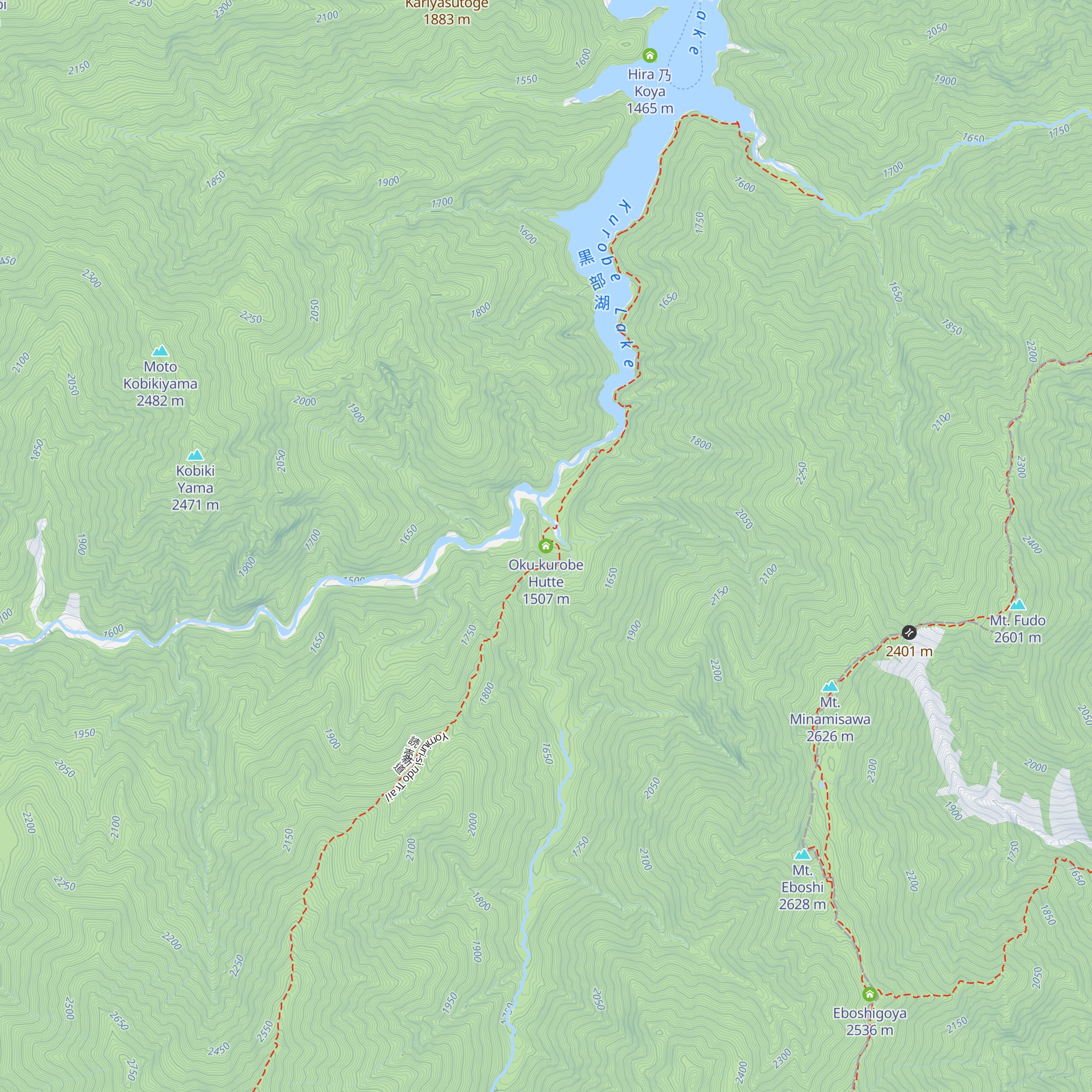 Oku-kurobe Hutte map