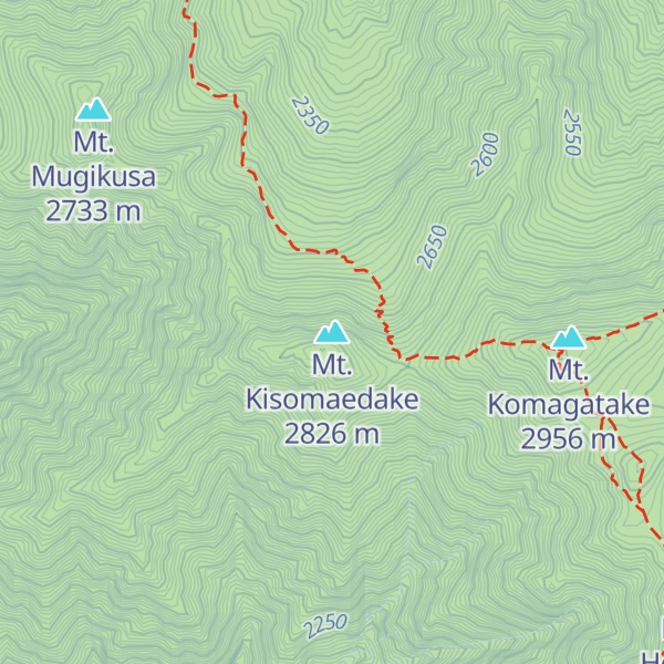 Map of Mt. Kisomaedake