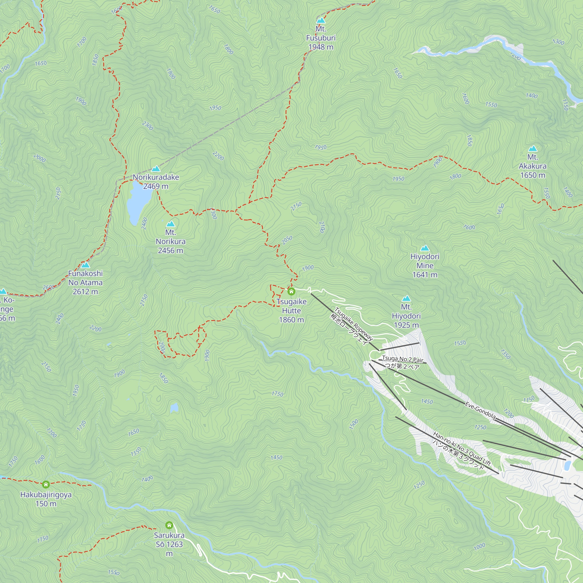 Tsugaike Hutte map