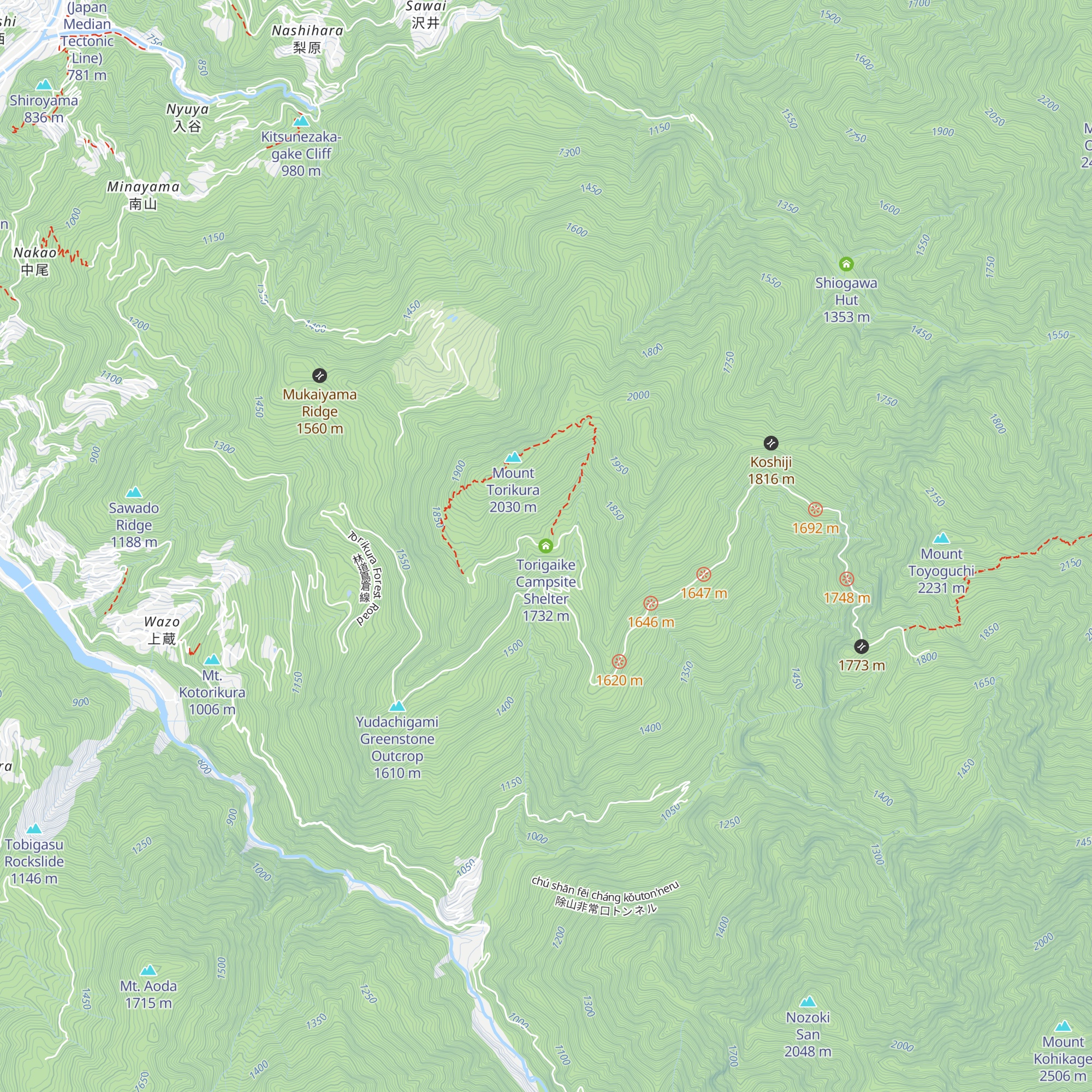 Torigaike Campsite Shelter map