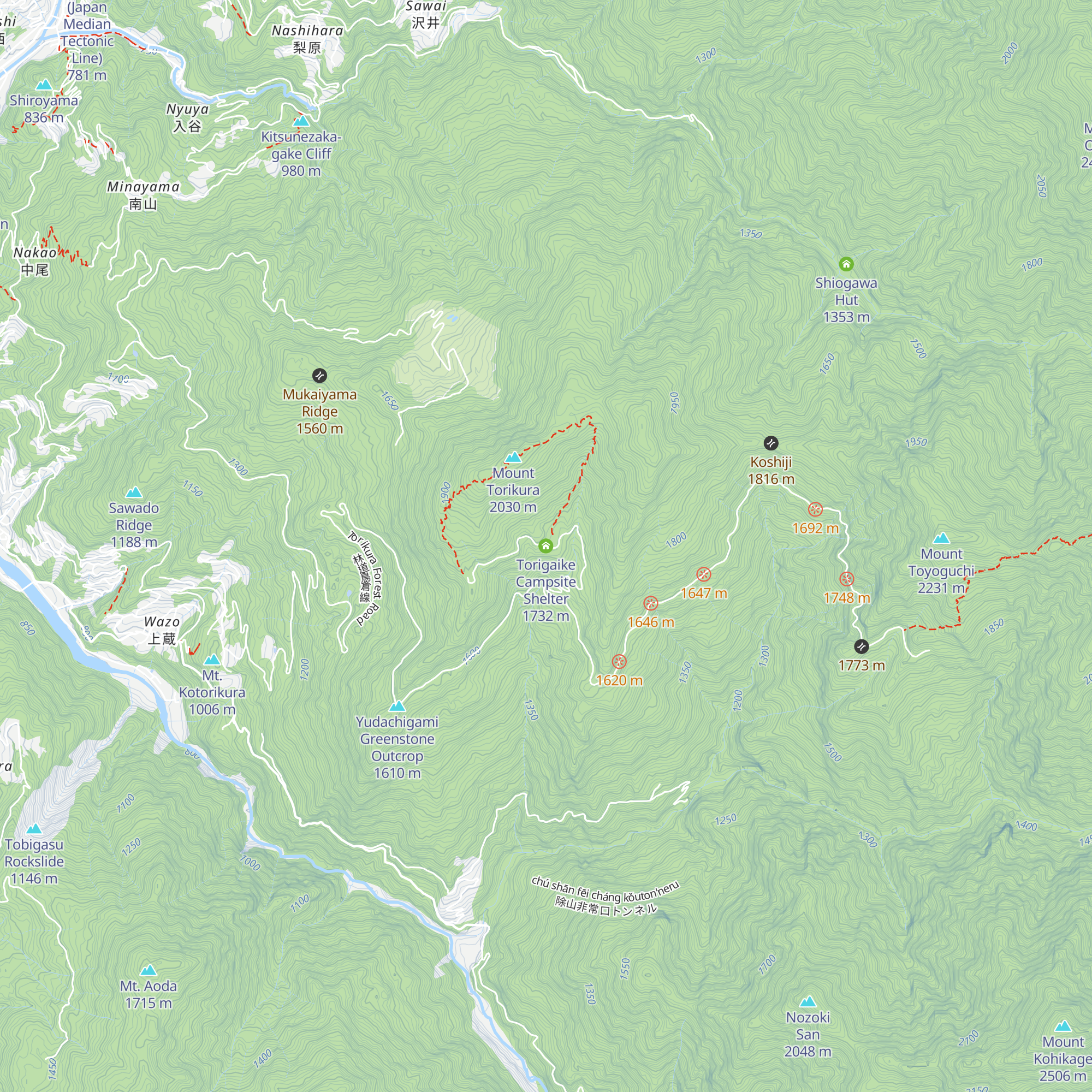 Torigaike Campsite Shelter map