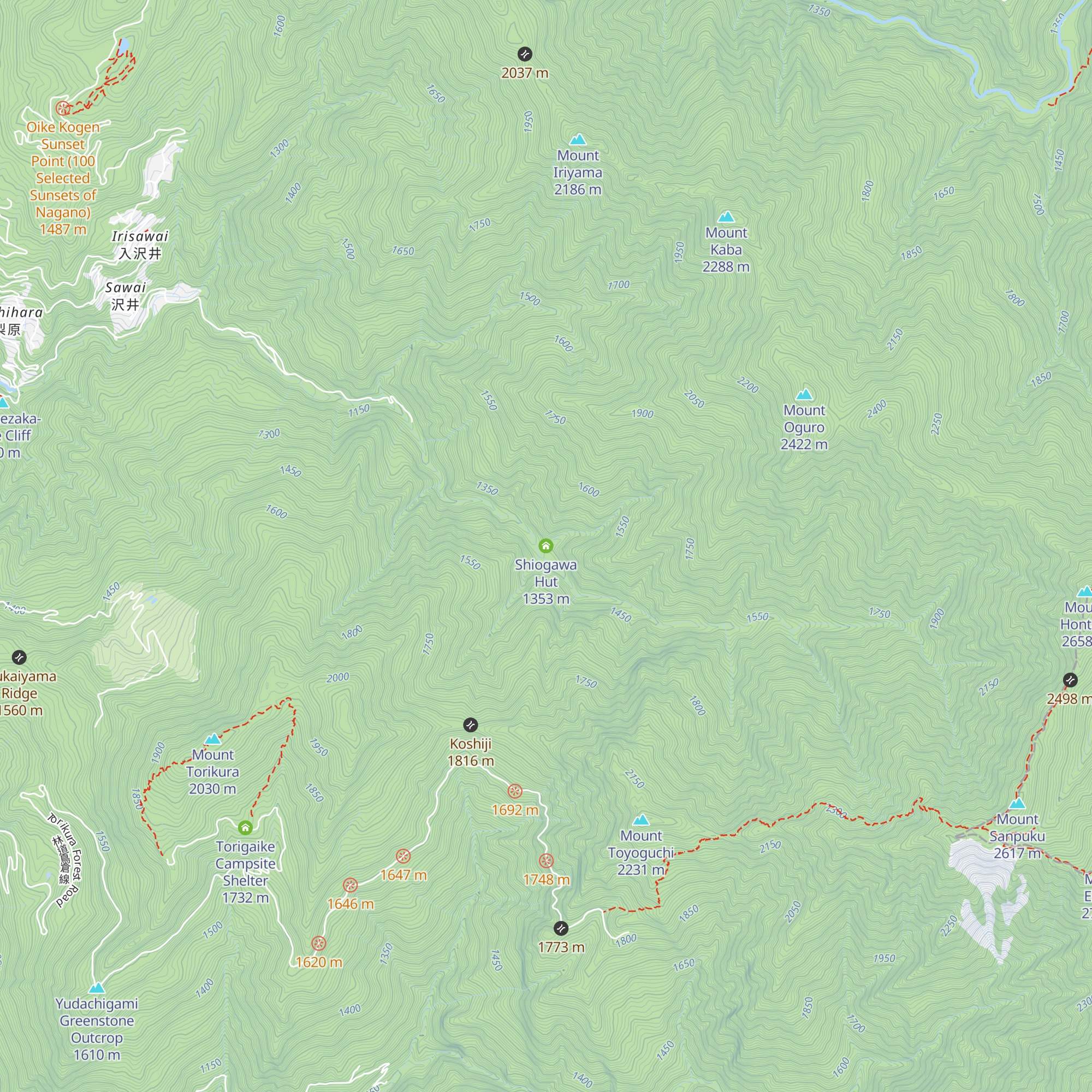 Shiogawa Hut map