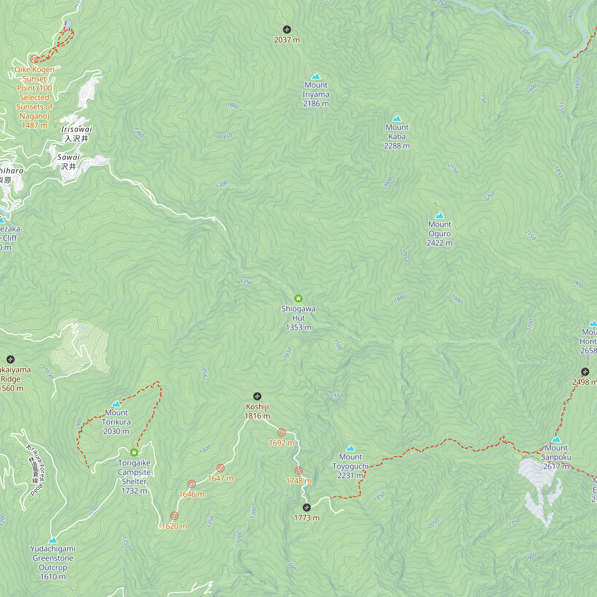 Shiogawa Hut map