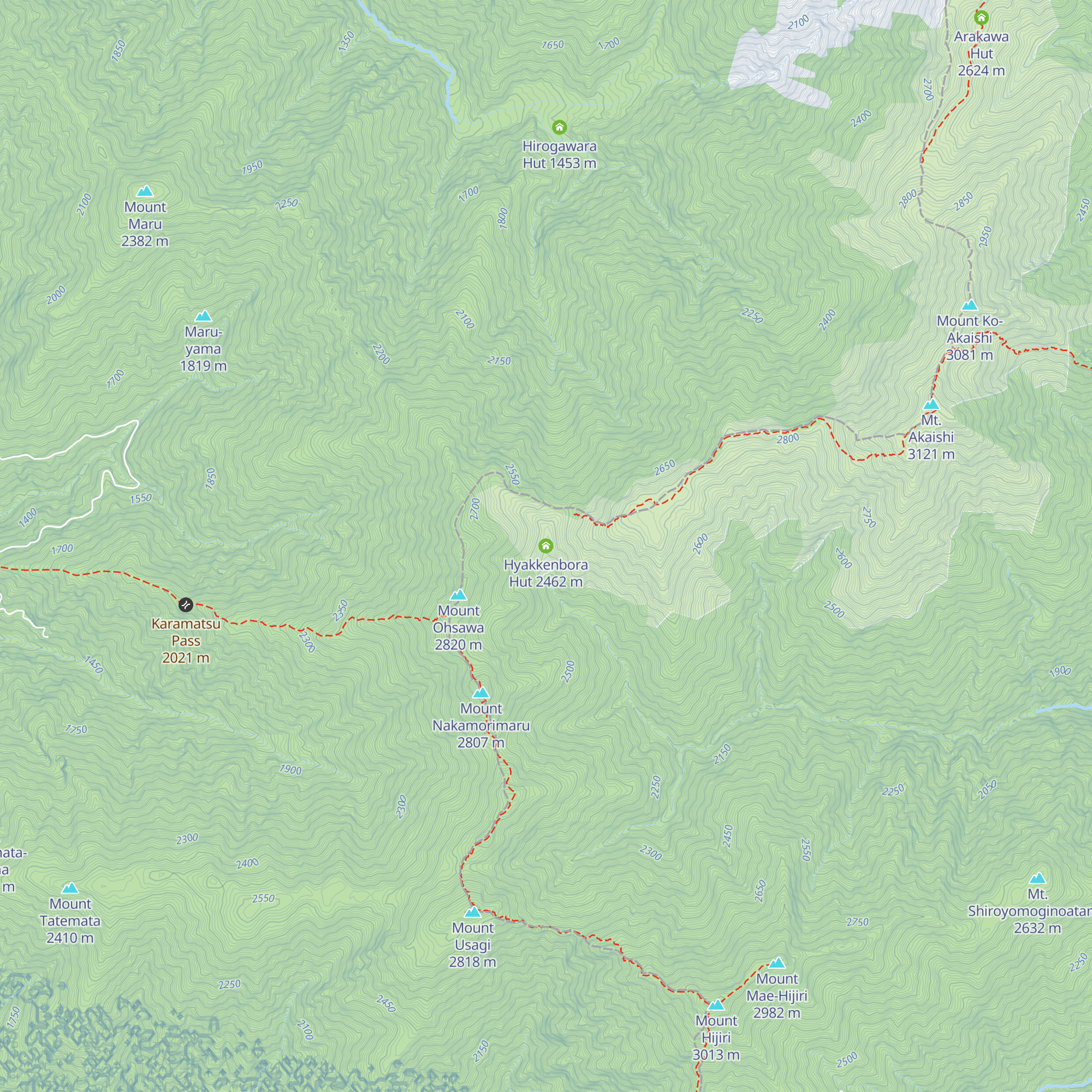 Hyakkenbora Hut map