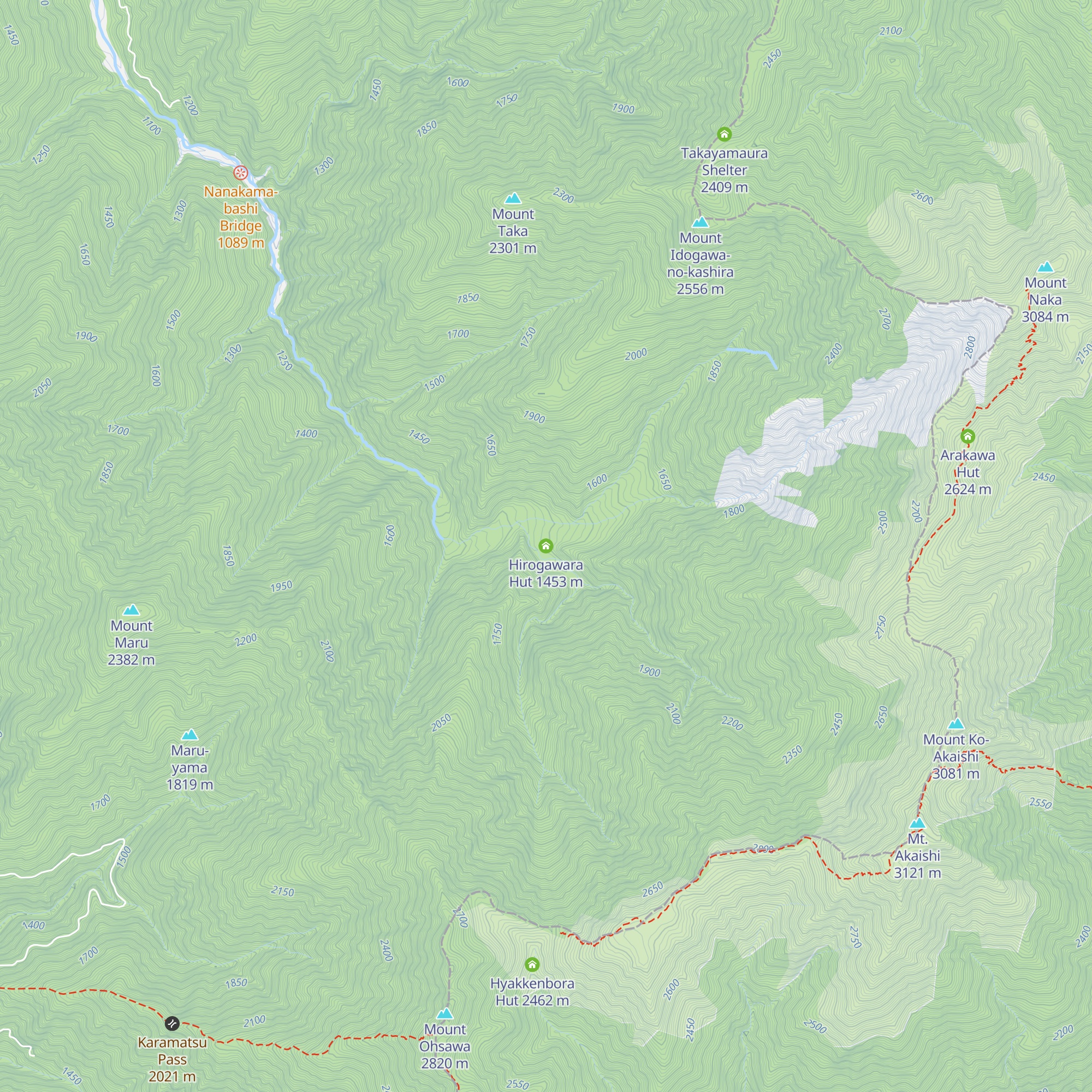 Hirogawara Hut map