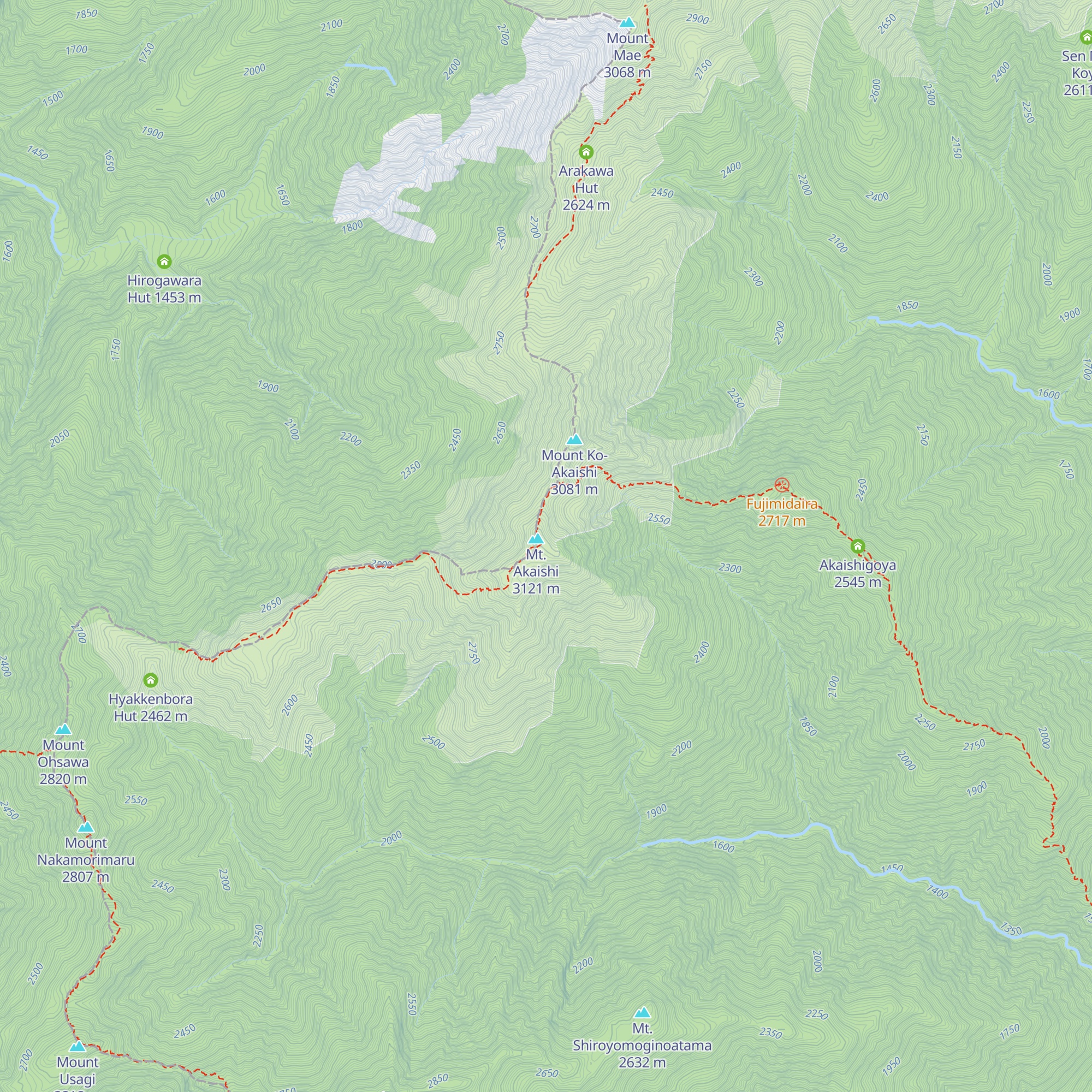 Mount Akaishi Emergency Shelter map