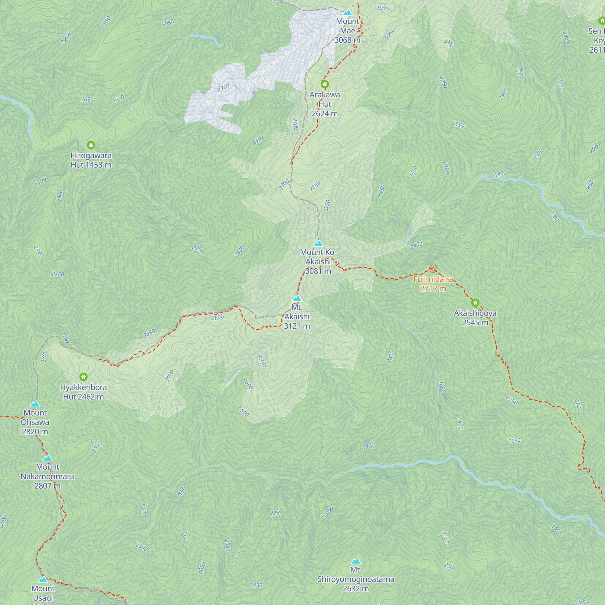 Mount Akaishi Emergency Shelter map