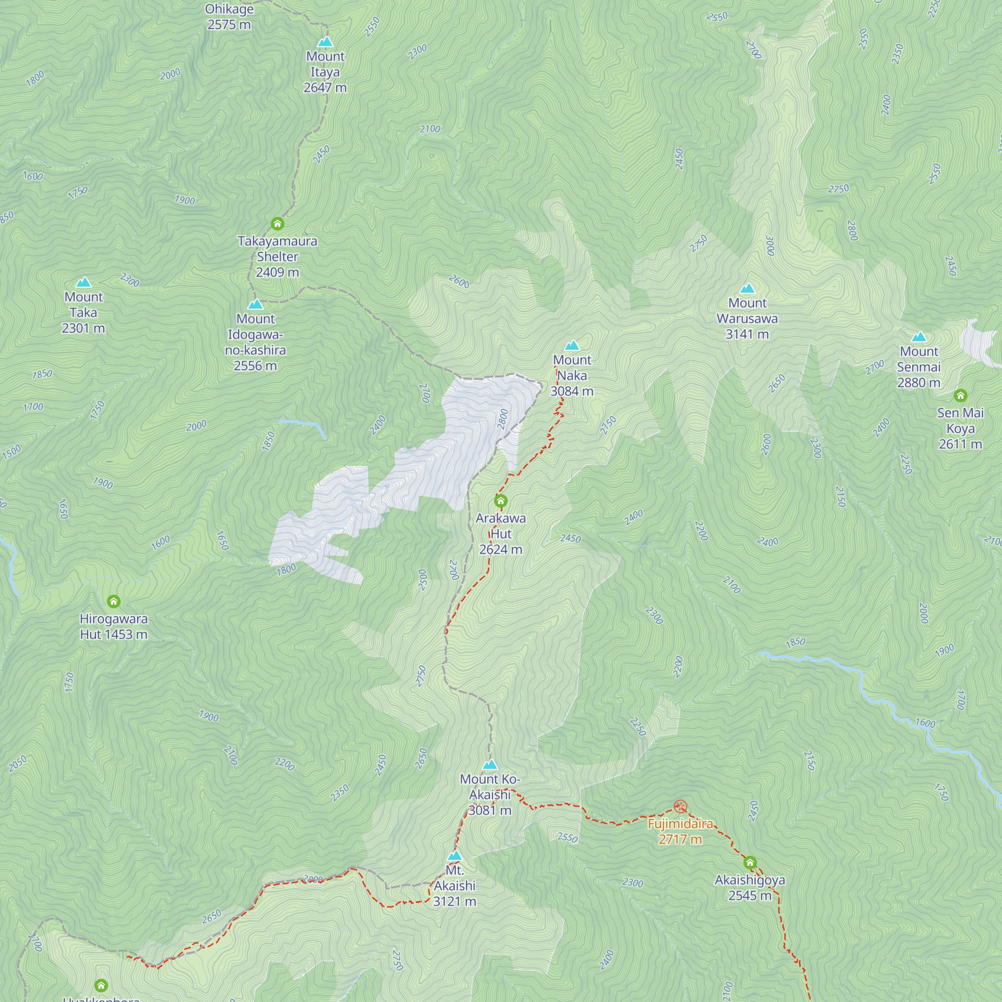Arakawa Hut map