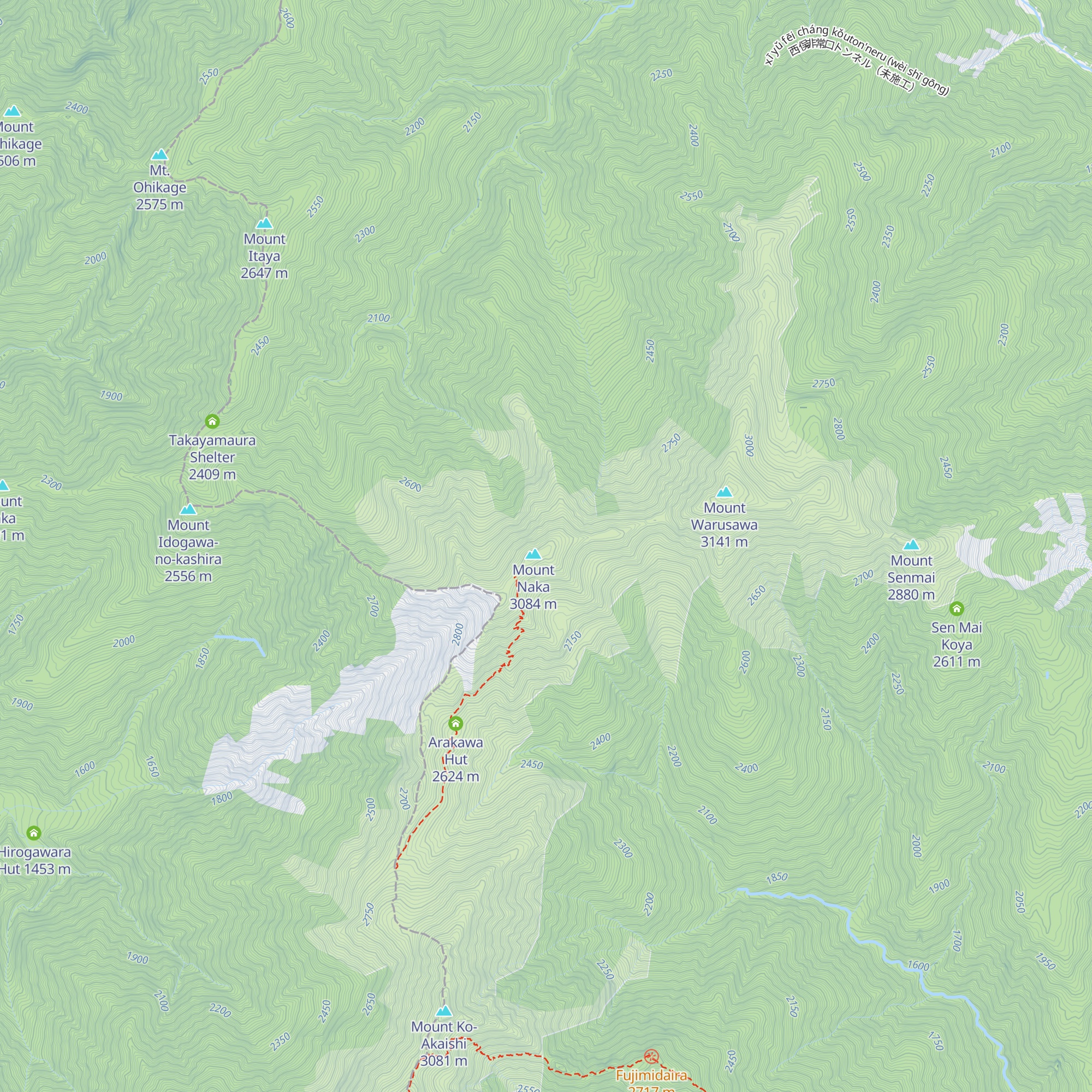 Arakawa Nakadake Evacuation Hut map
