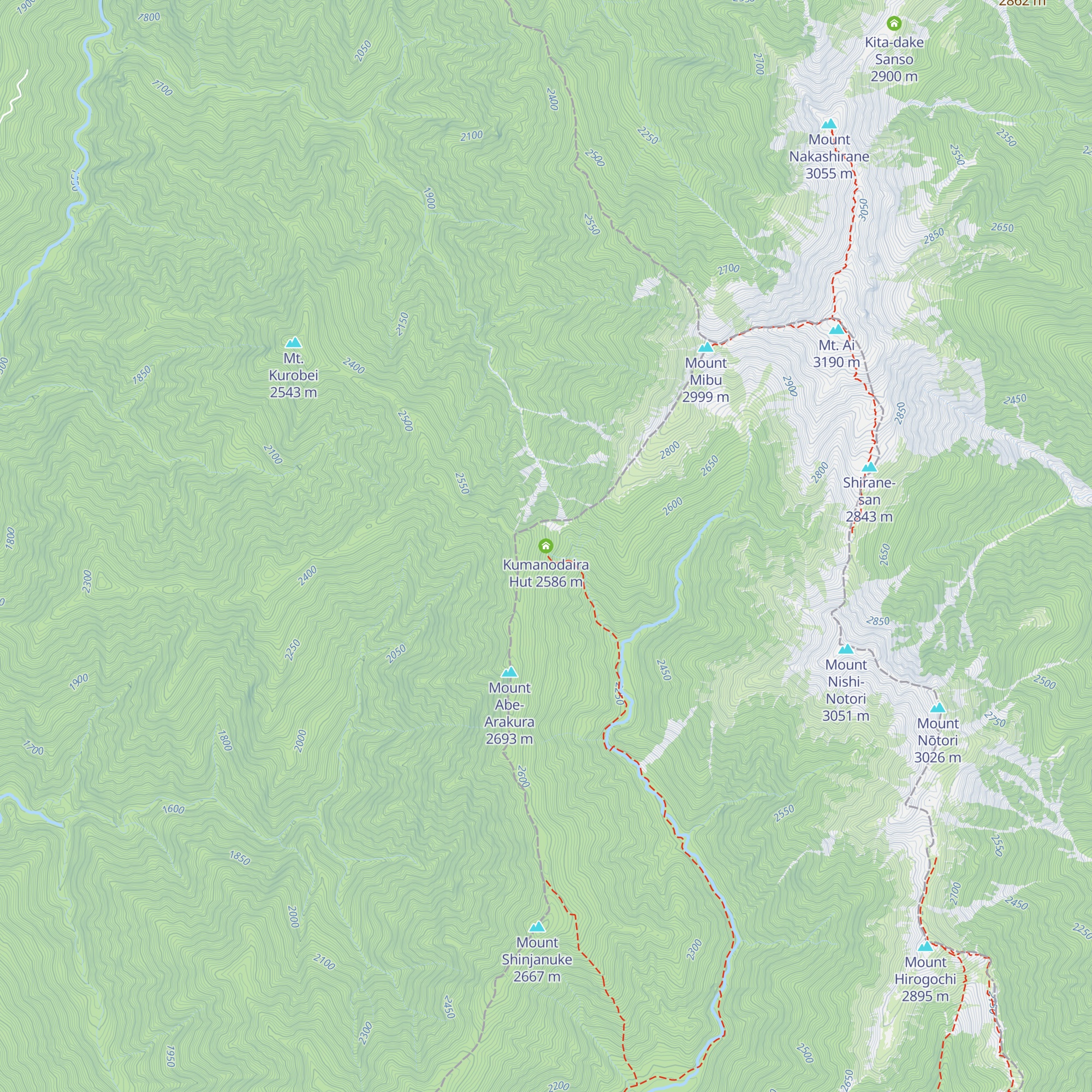 Kumanodaira Hut map