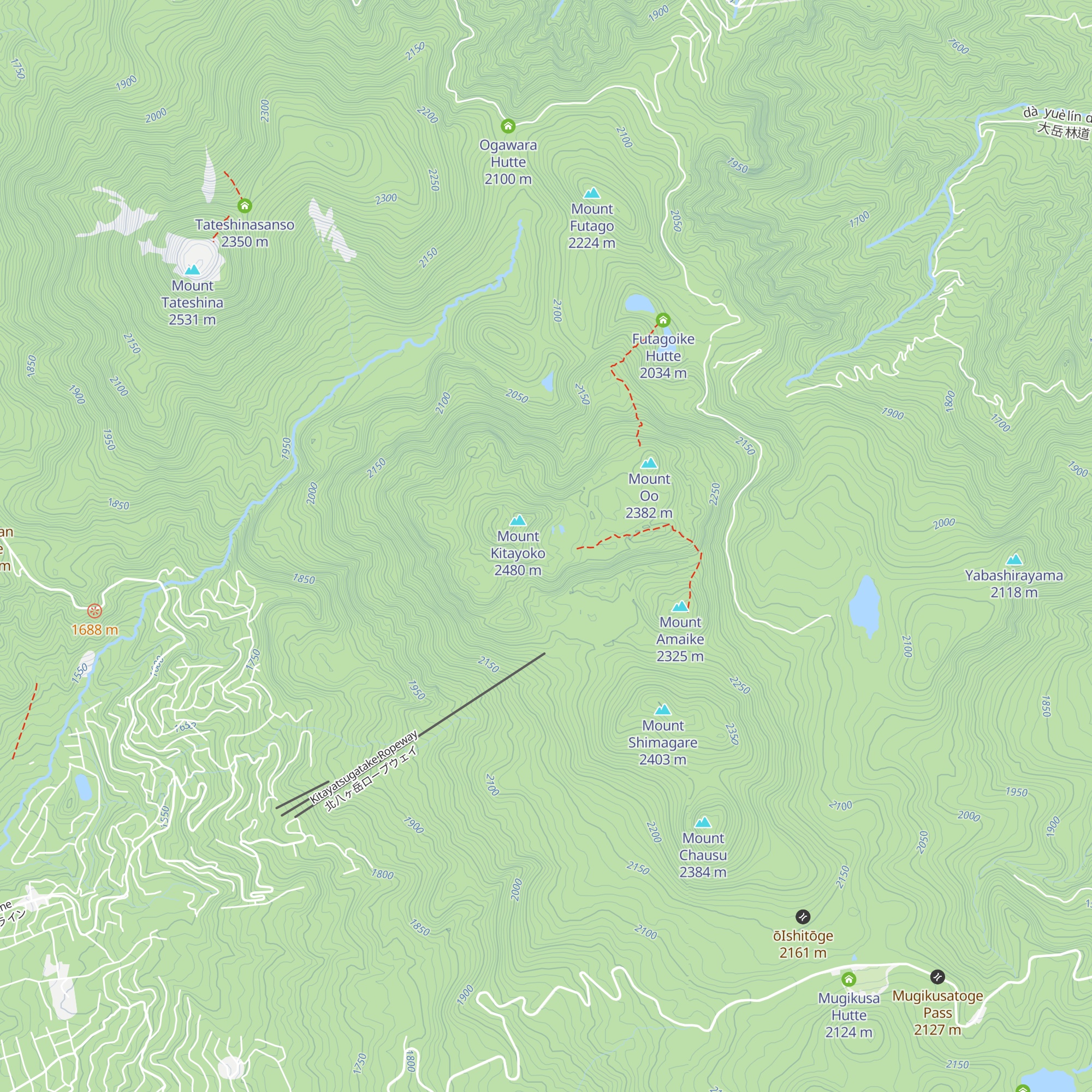 Kita-Yokodake Hut map