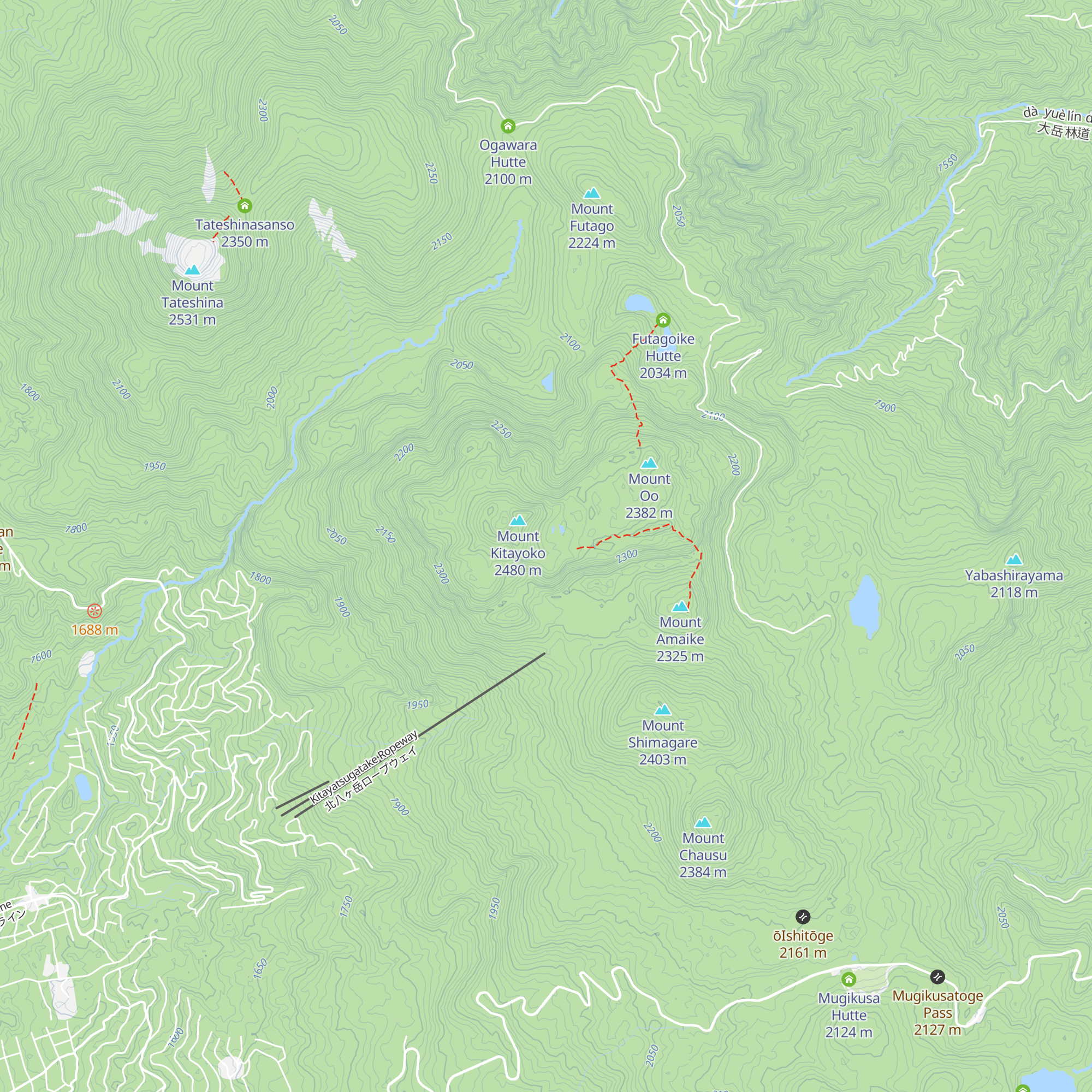 Kita-Yokodake Hut map